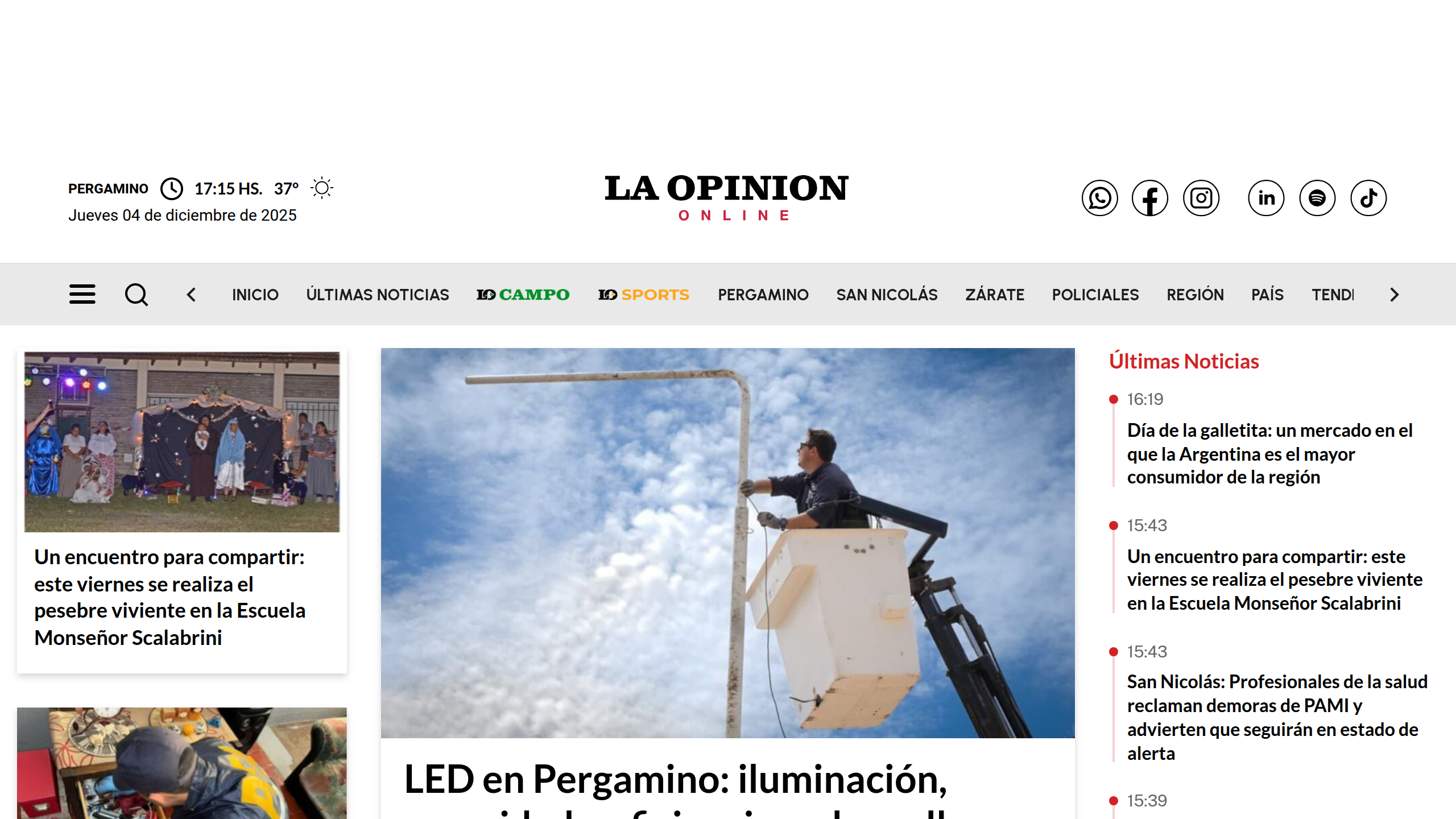 Captura de pantalla de La Opinión de Pergamino