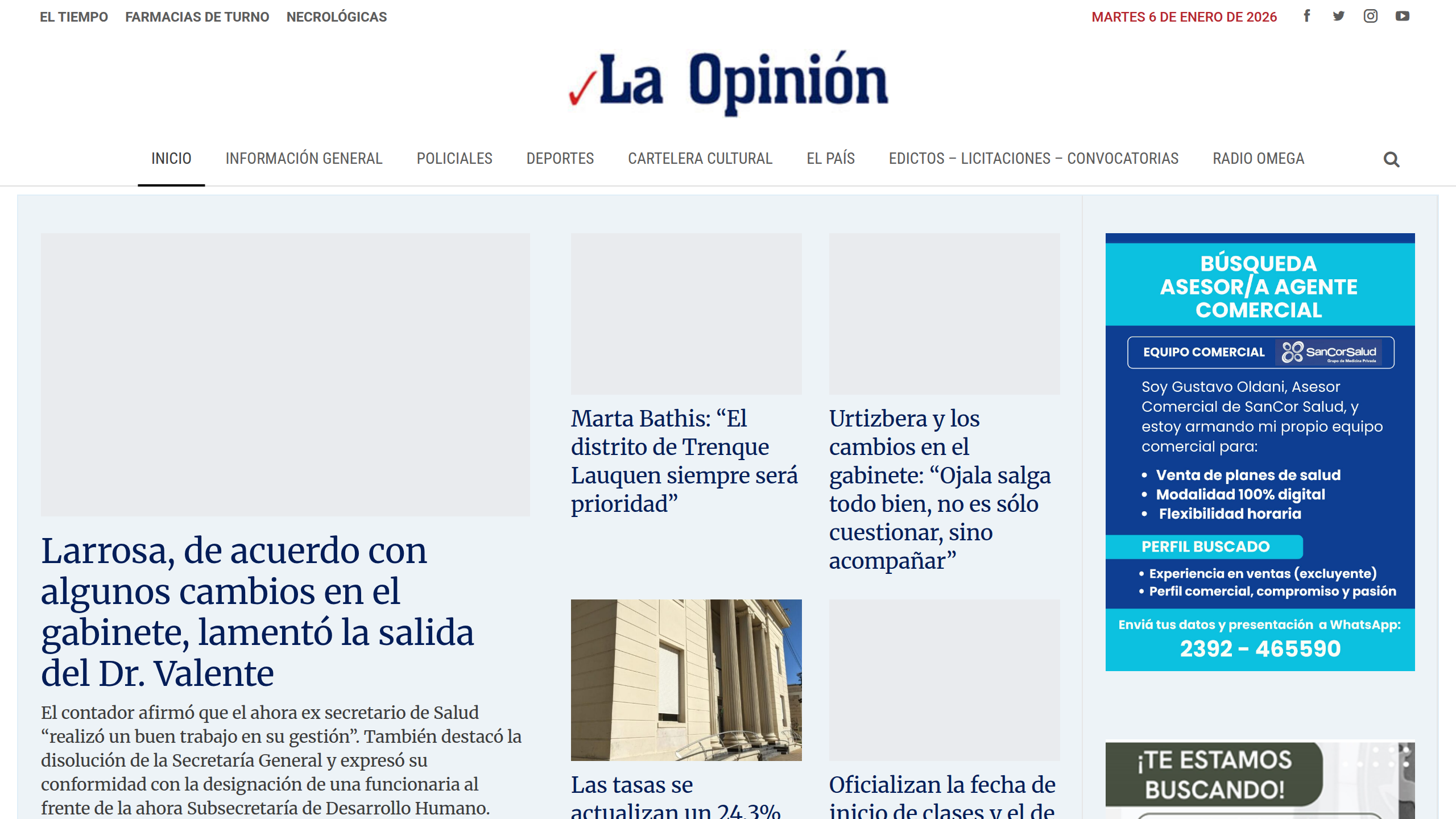 Captura de pantalla de La Opinión de Trenque