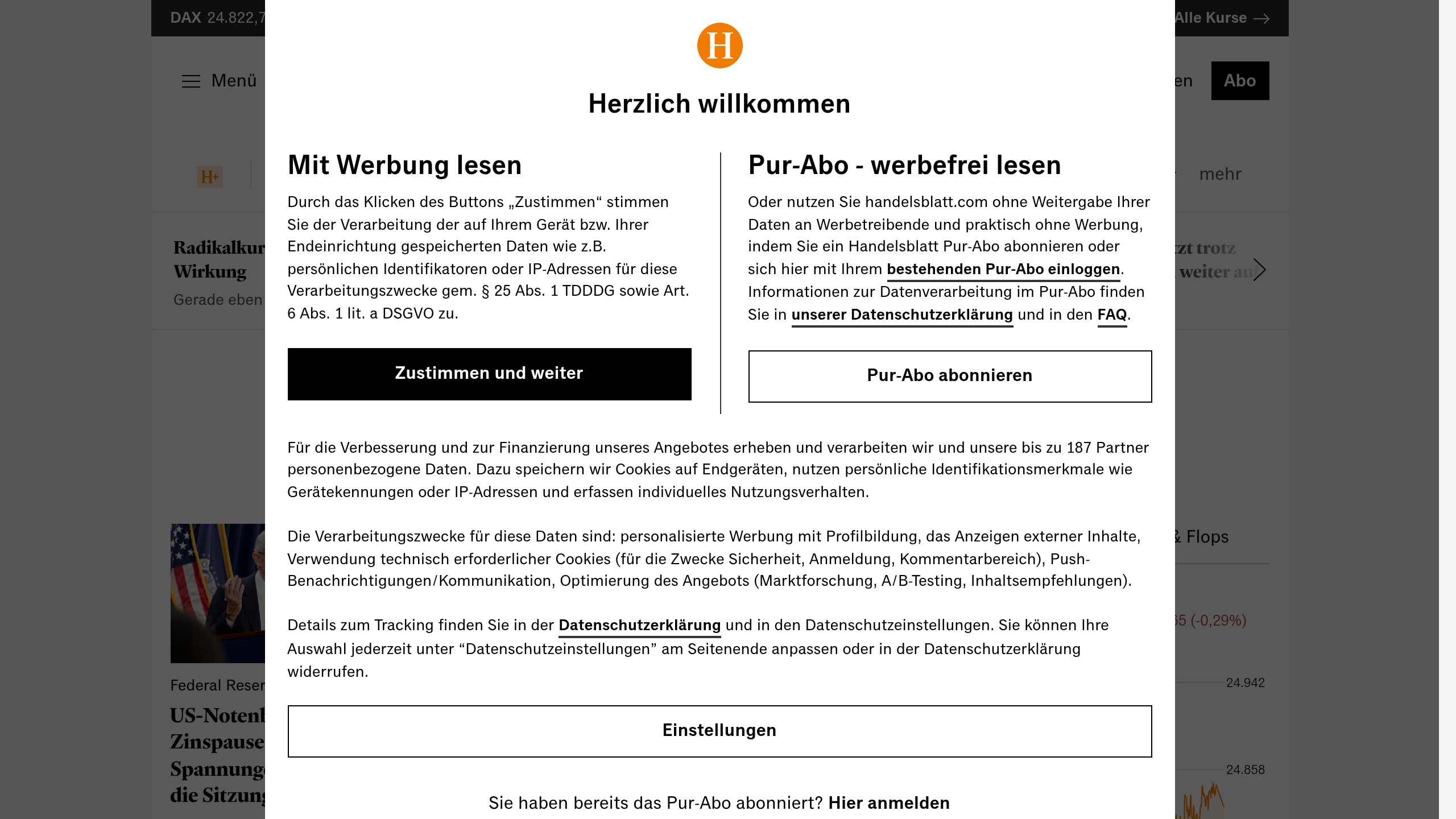 Captura de pantalla de Handelsblatt