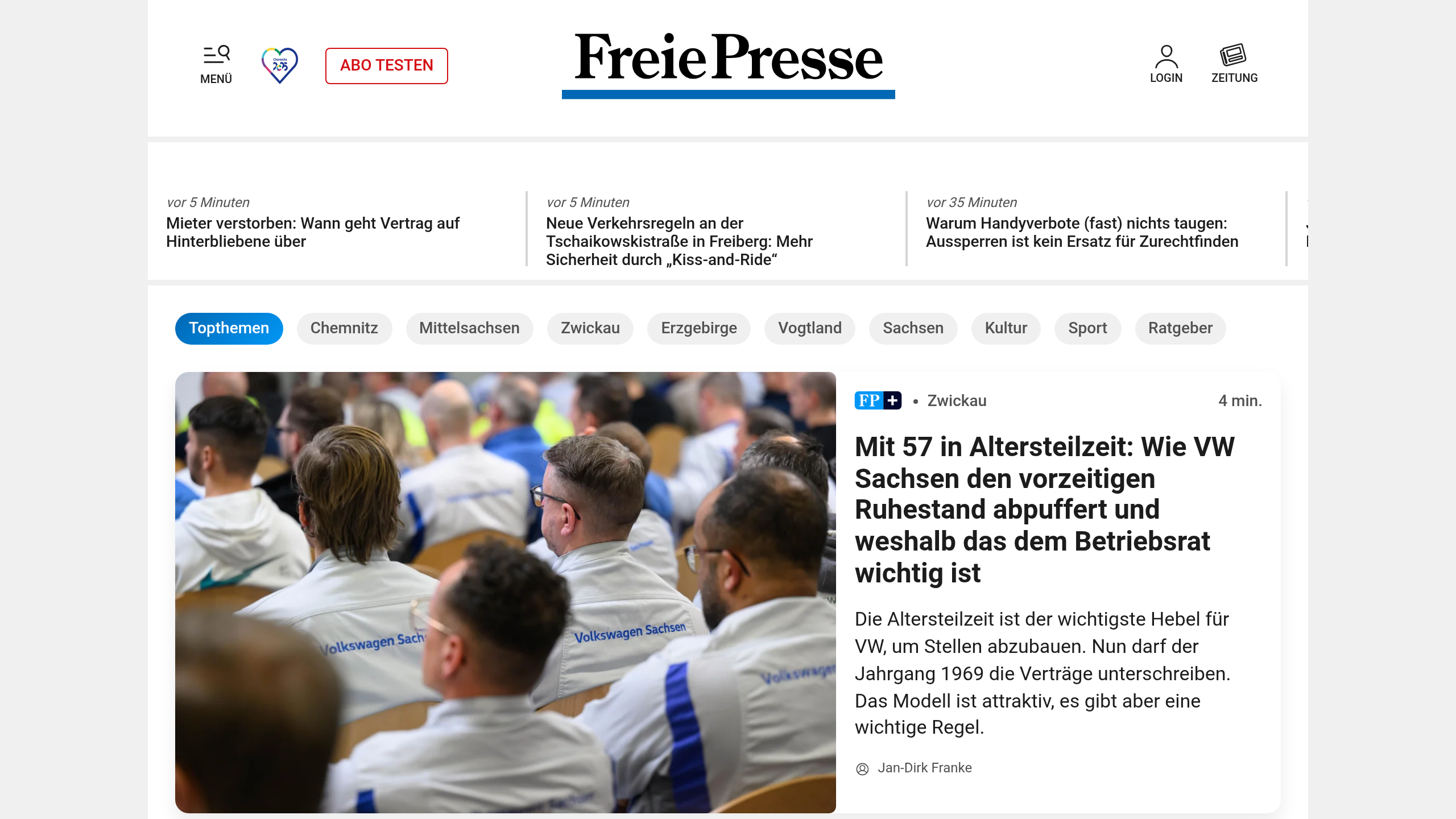 Captura de pantalla de Freie Presse