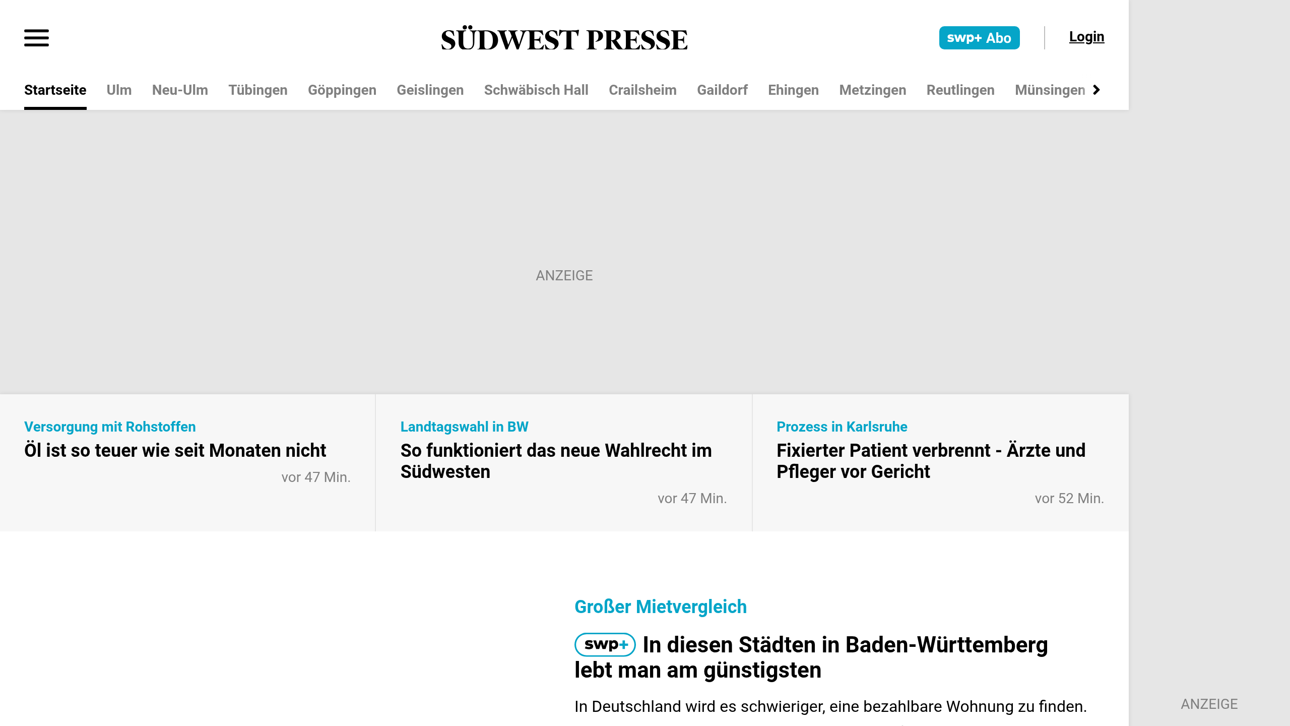Captura de pantalla de Südwest Presse