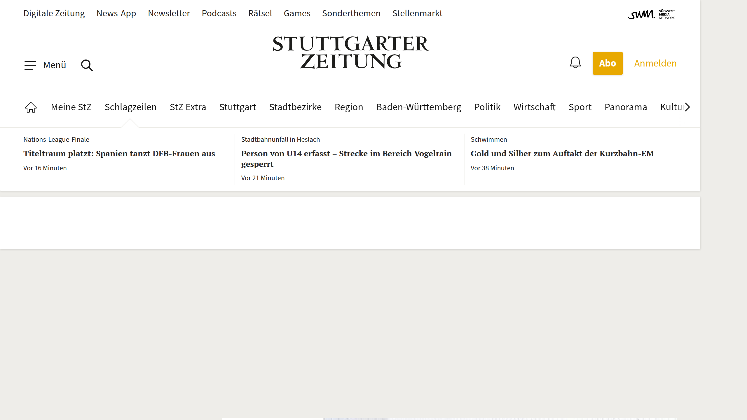 Captura de pantalla de Stuttgarter Zeitung