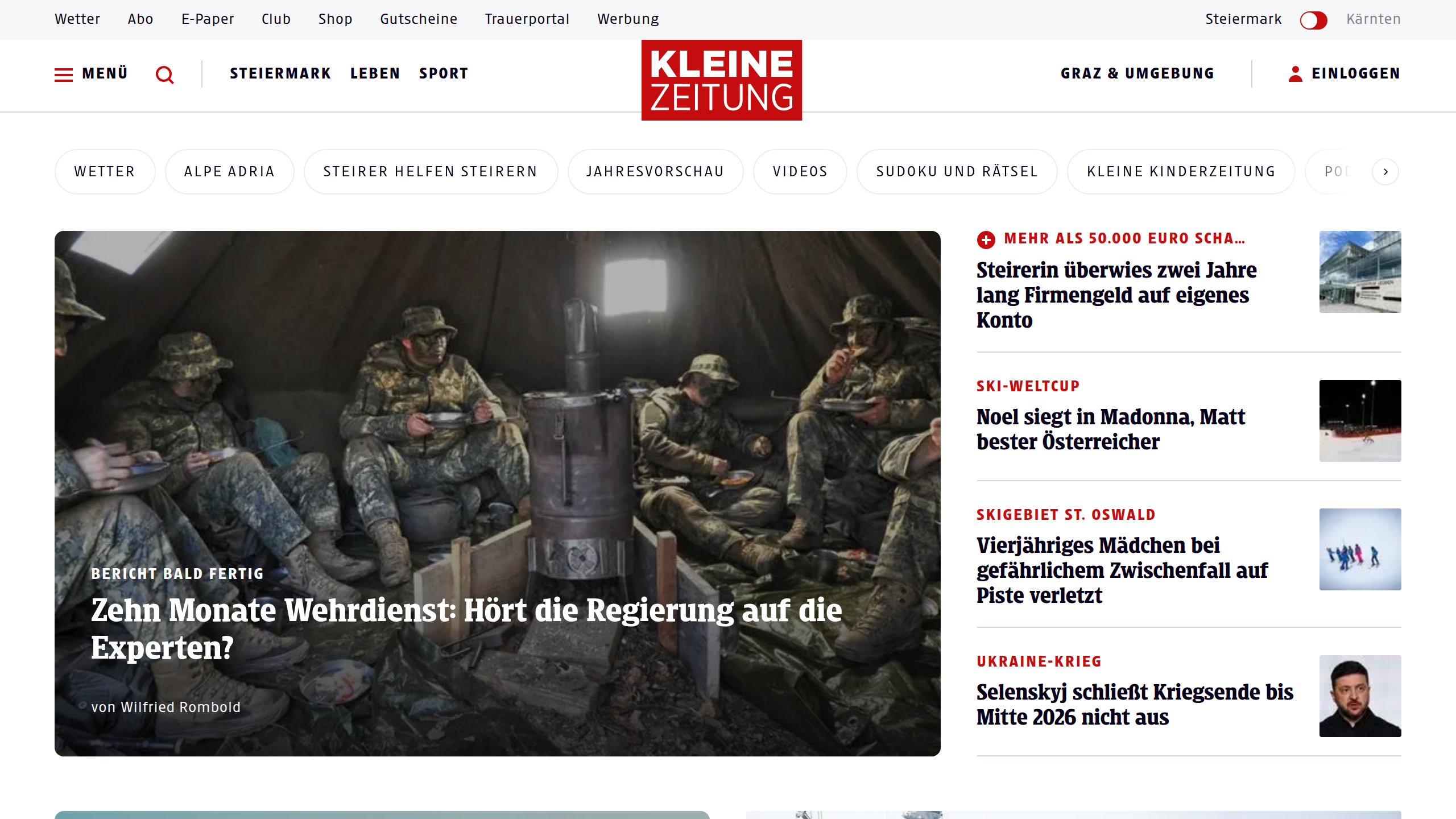 Captura de pantalla de Kleine Zeitung