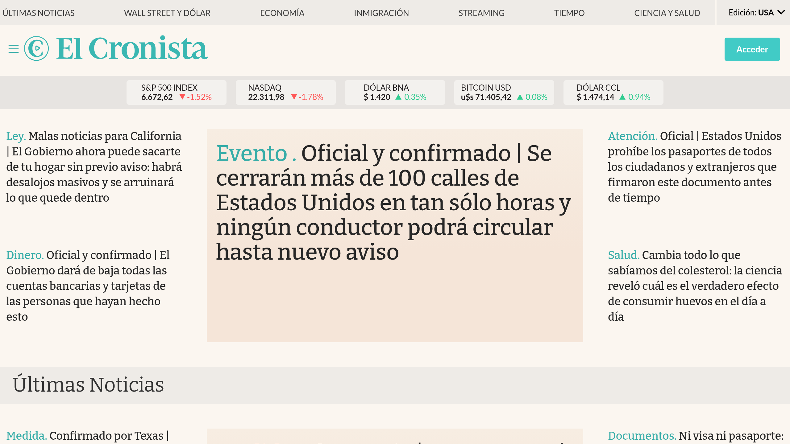 Captura de pantalla de El Cronista