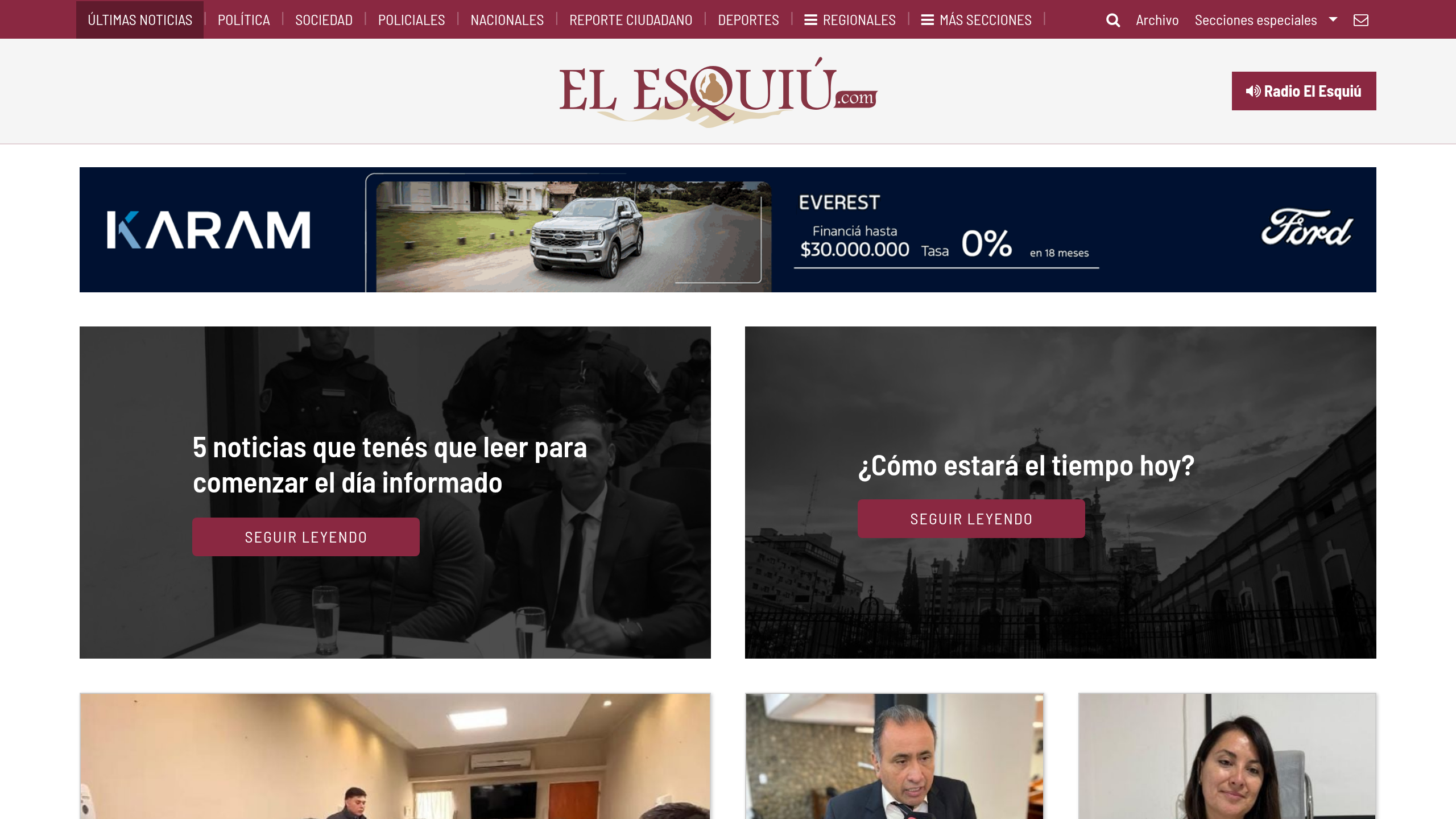 Captura de pantalla de El Esquiú