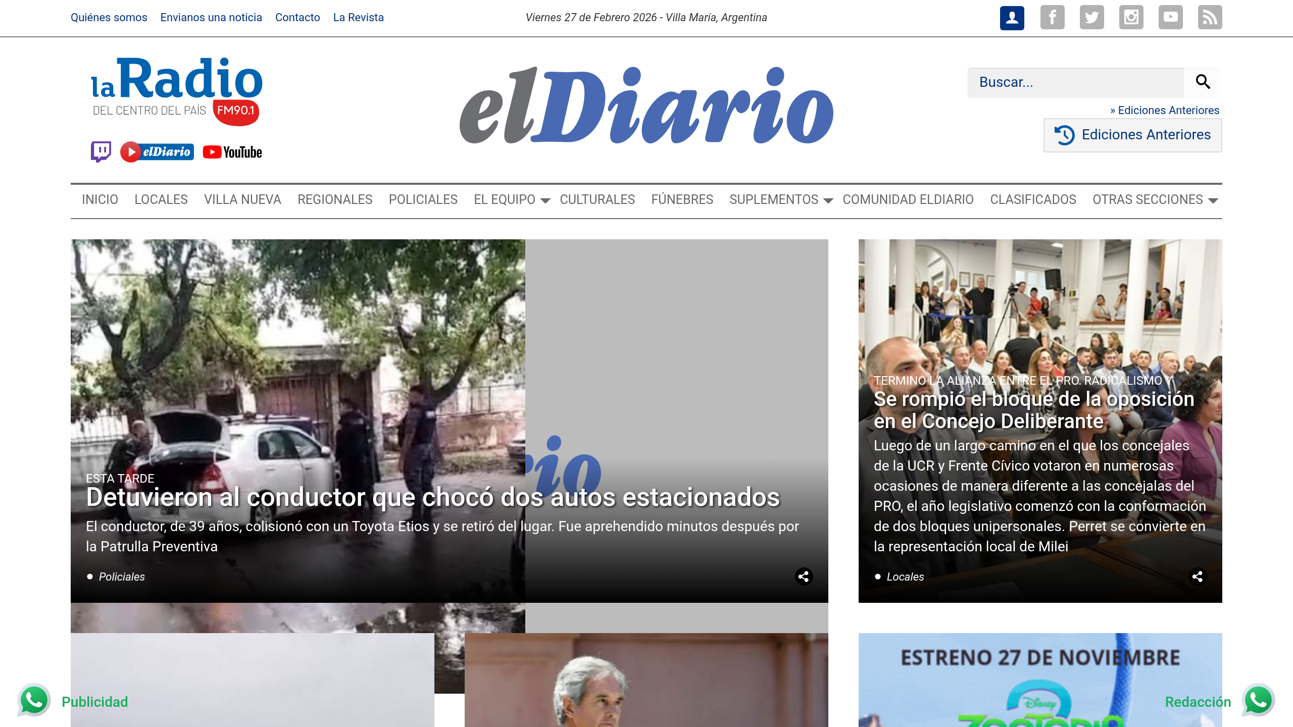 Captura de pantalla de El Diario del Centro del País