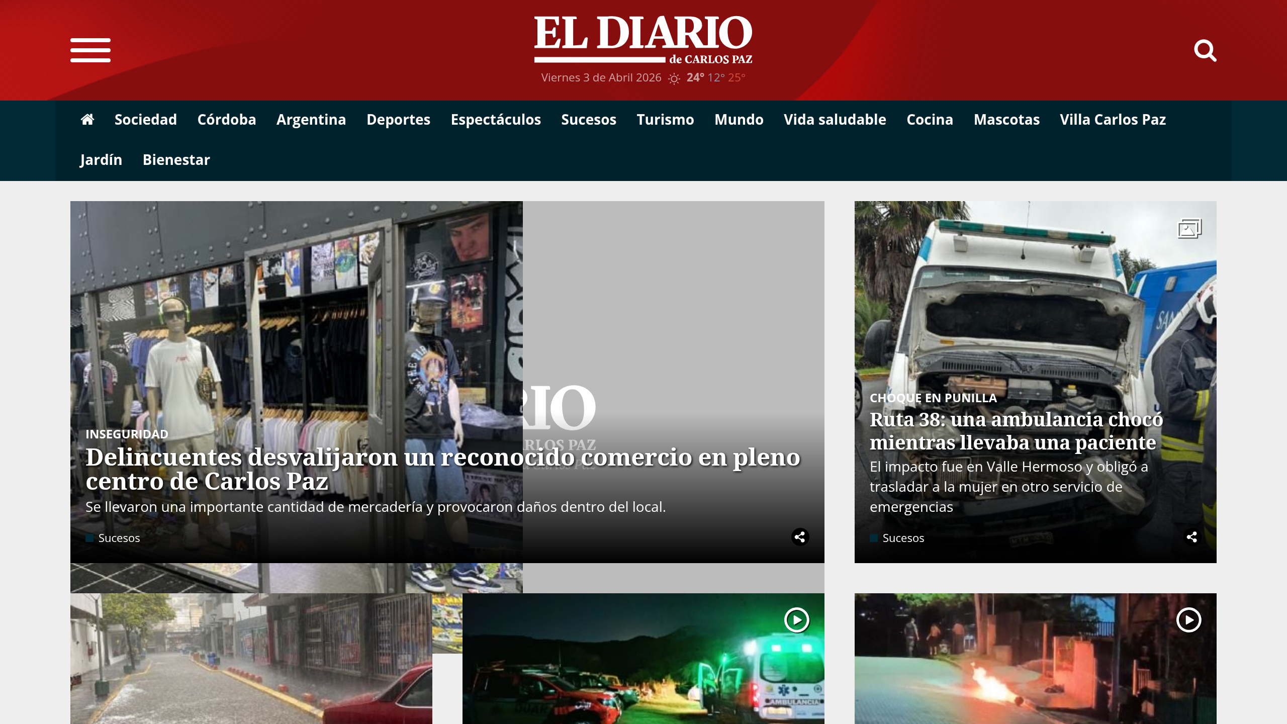 Captura de pantalla de El Diario de Carlos Paz