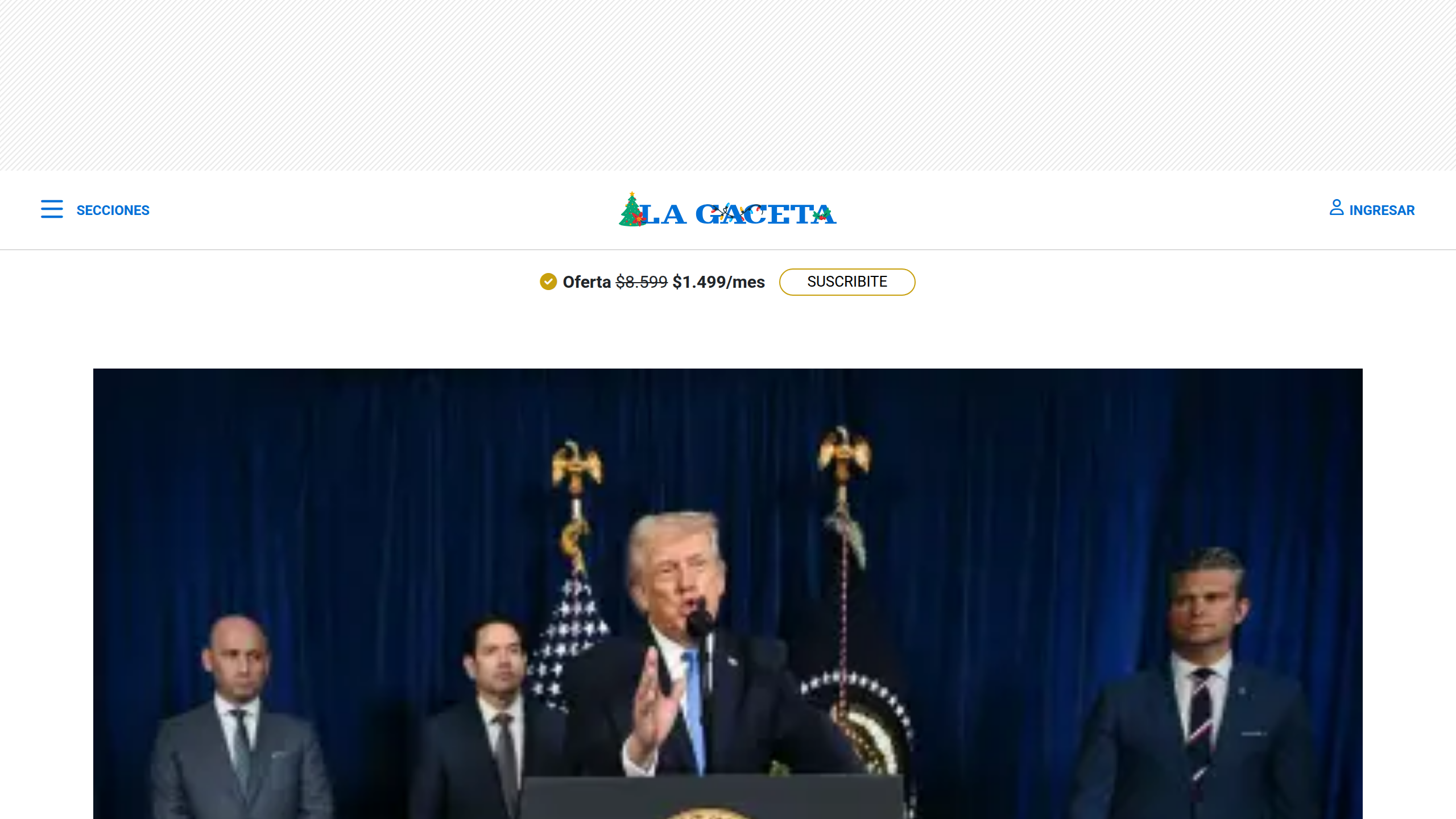Captura de pantalla de La Gaceta