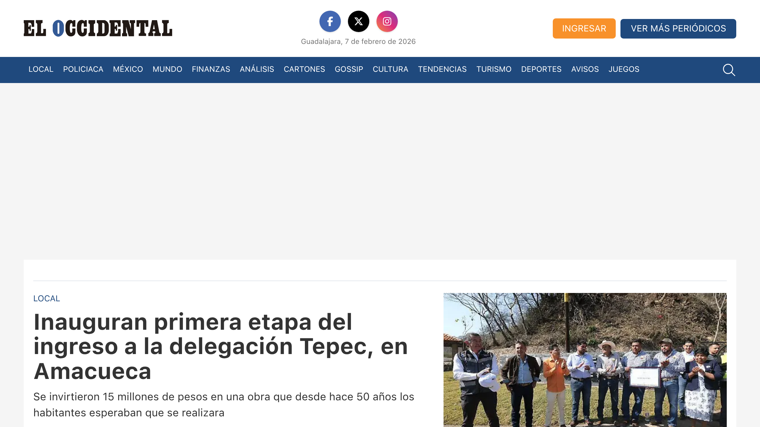 Captura de pantalla de El Occidental