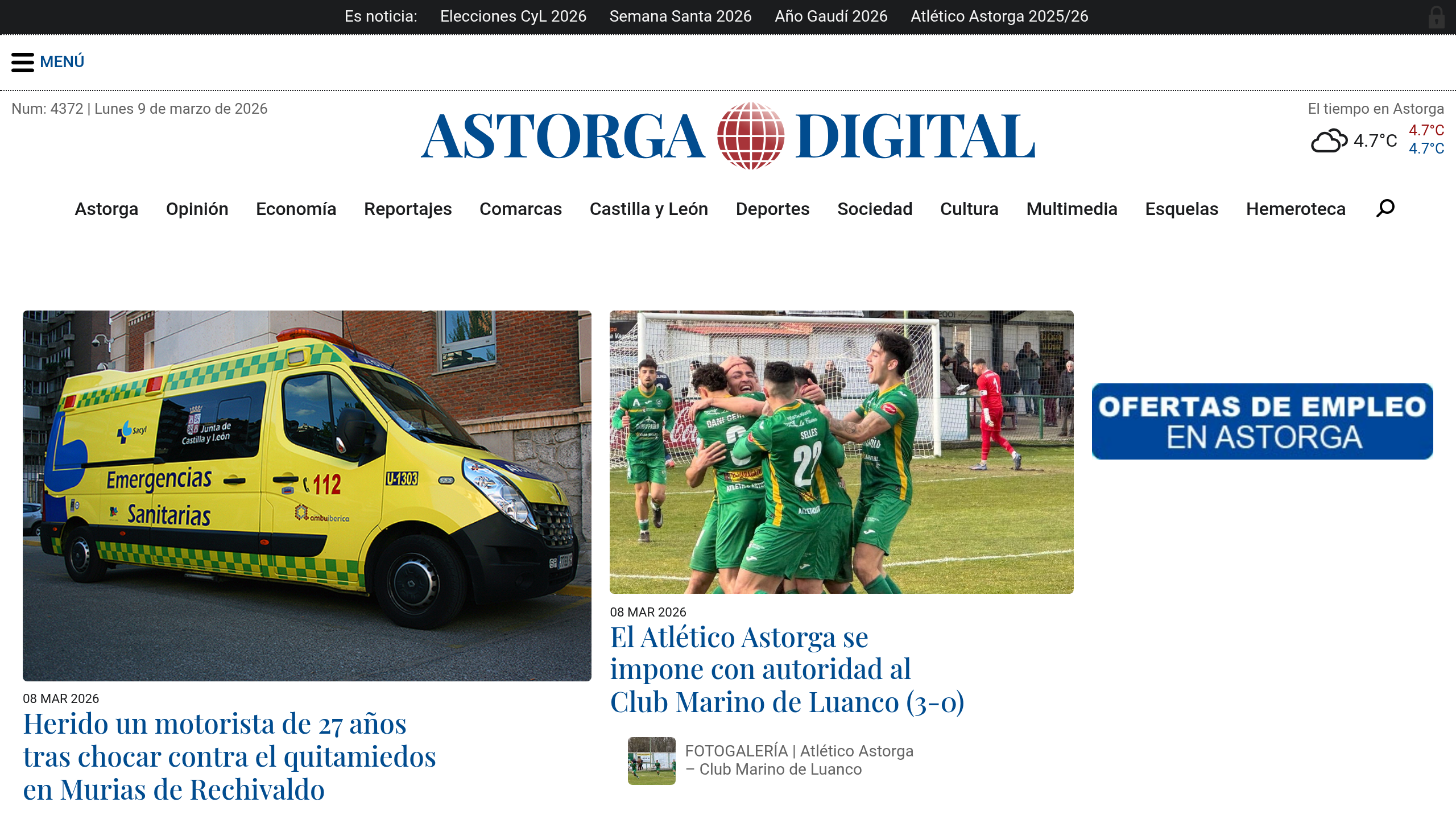 Captura de pantalla de Diario de Astorga