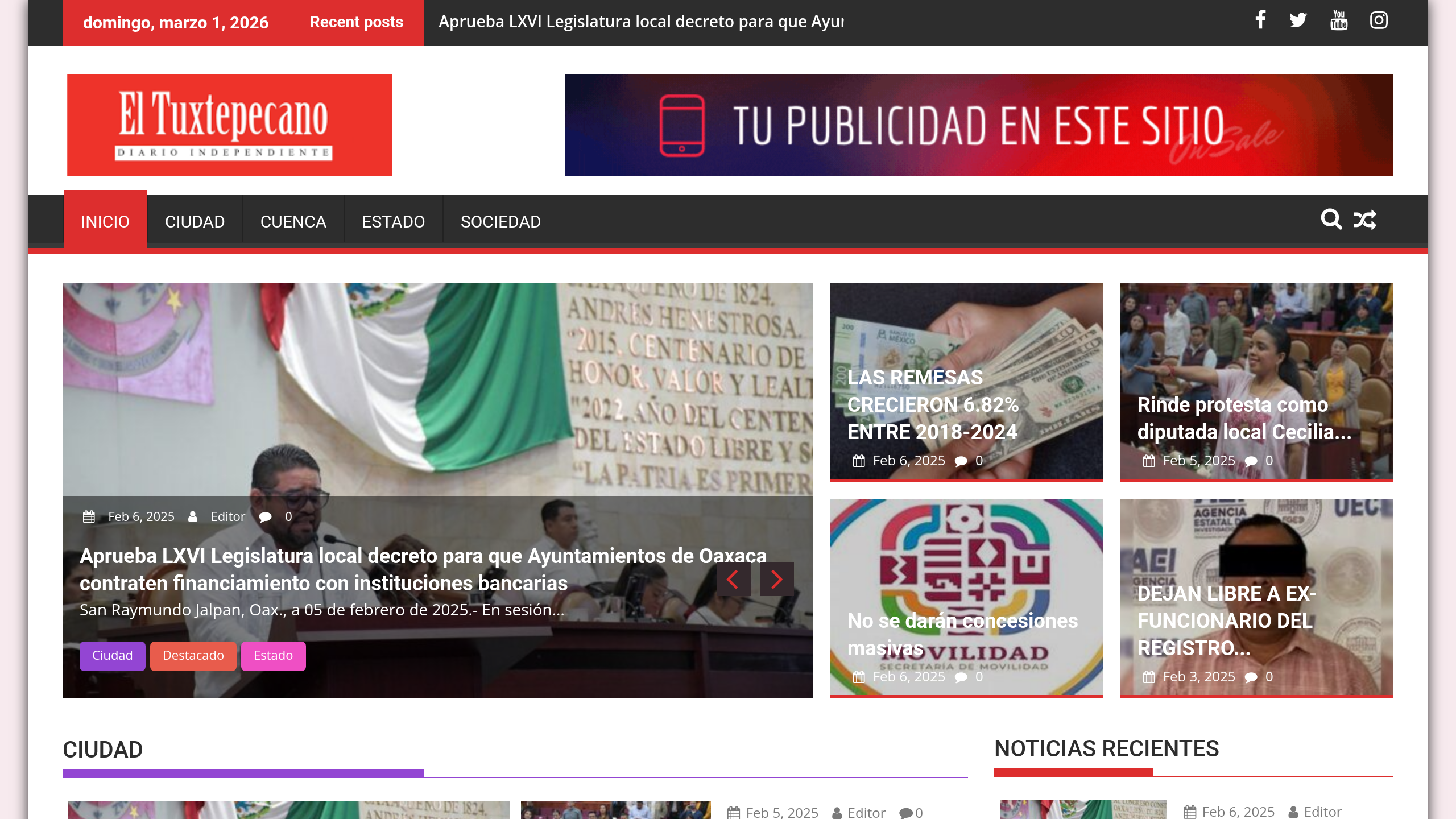 Captura de pantalla de El Tuxtepecano