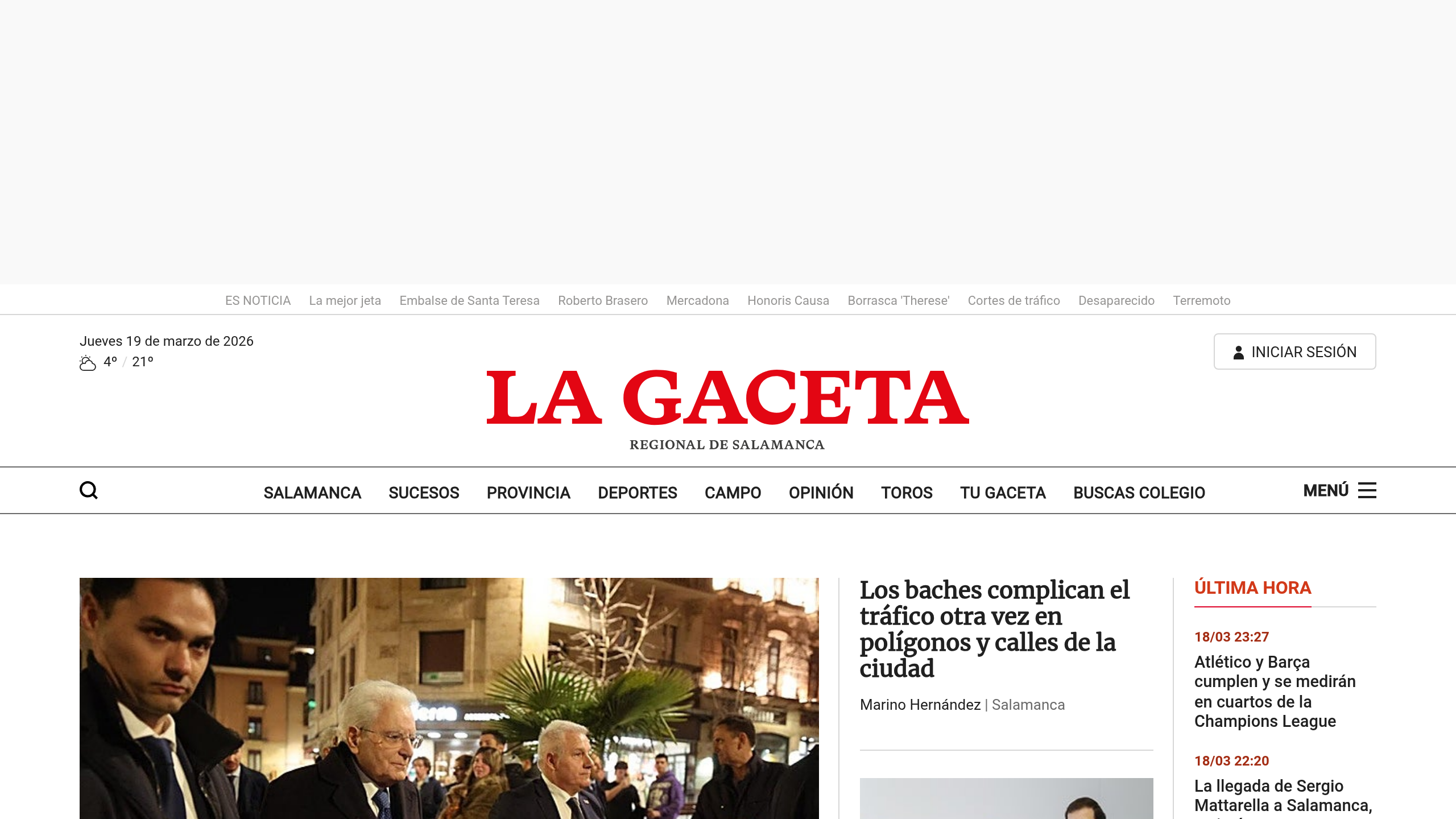 Captura de pantalla de La Gaceta de Salamanca