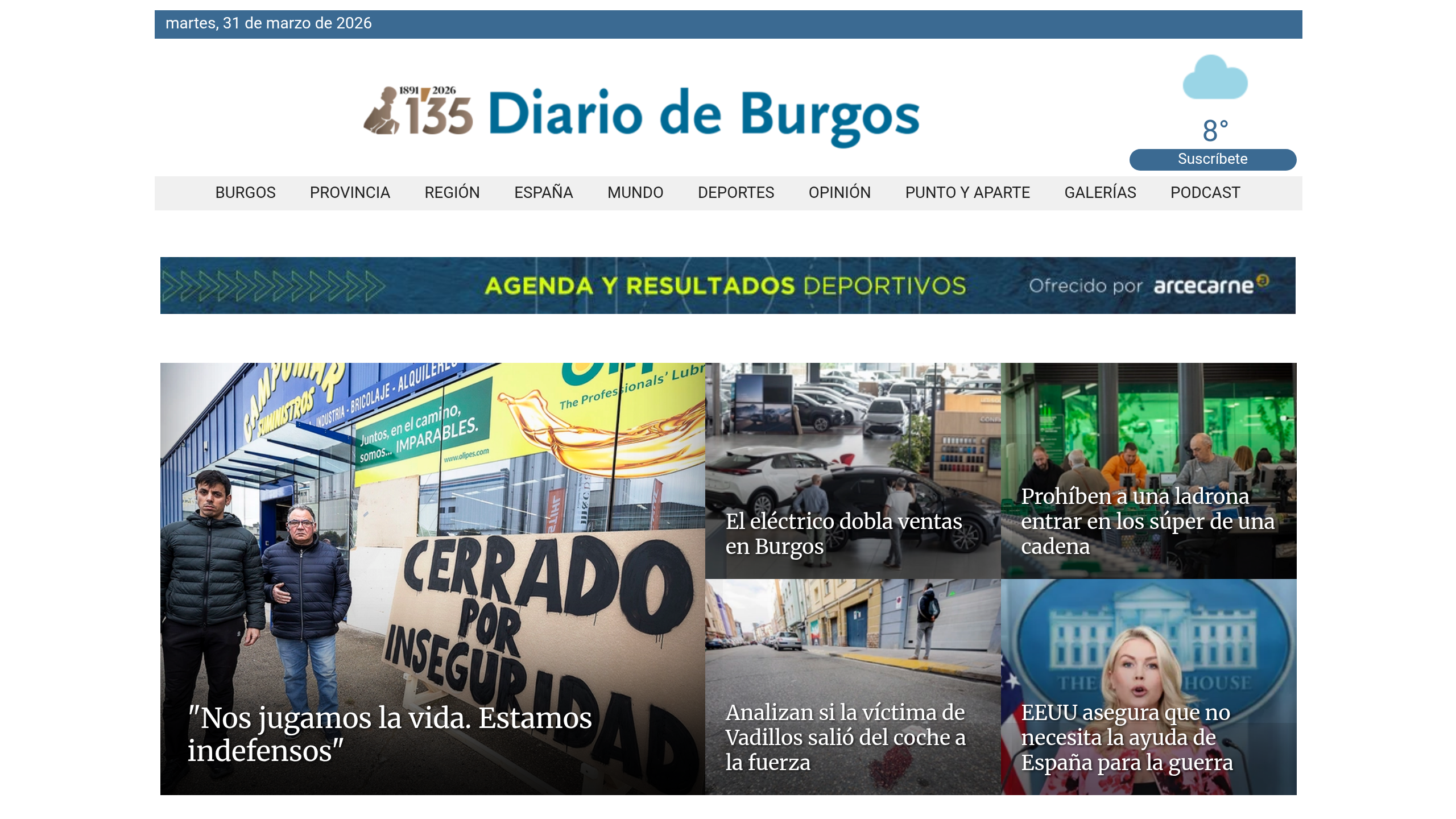 Captura de pantalla de Diario de Burgos