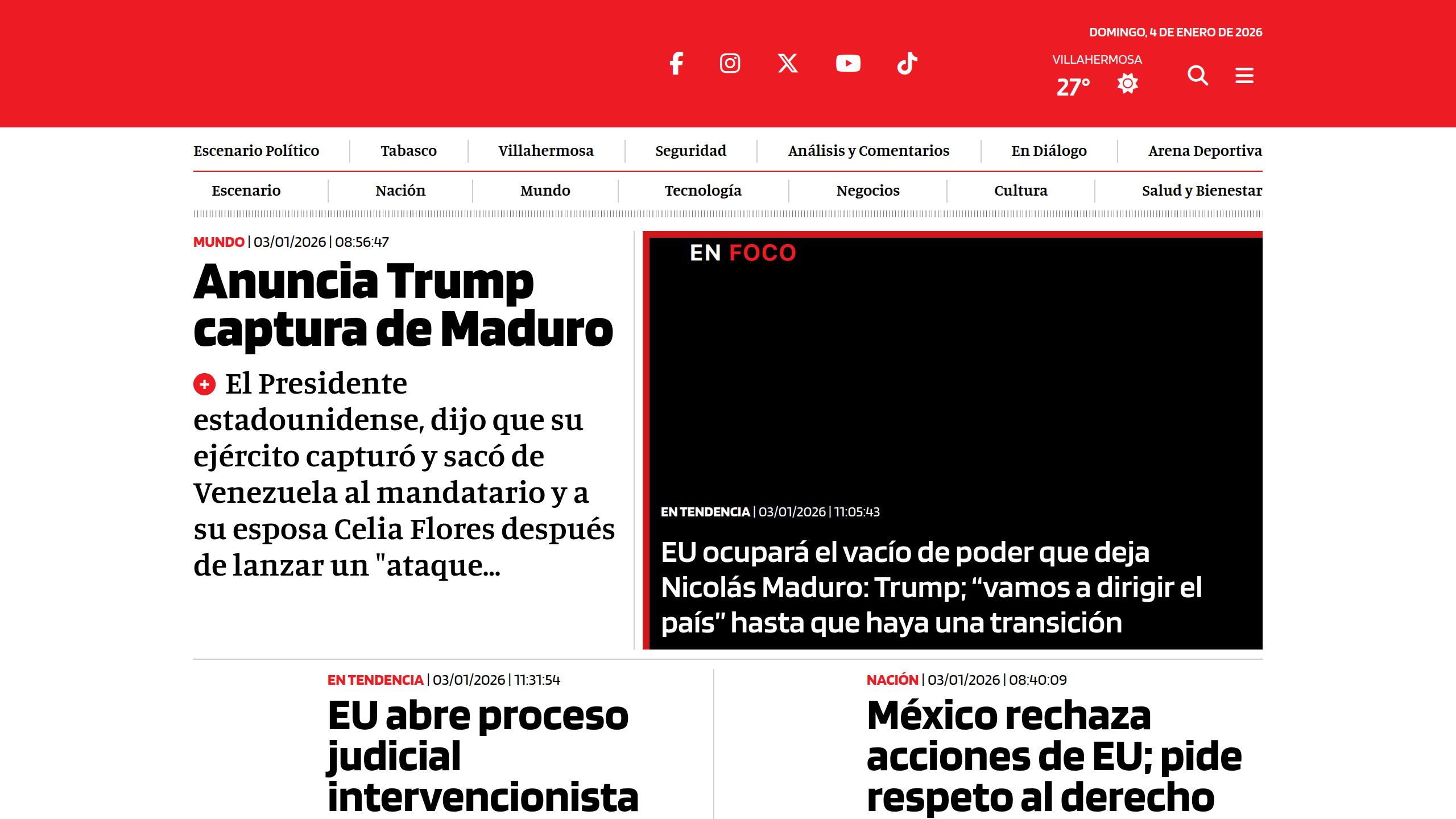 Captura de pantalla de Diario de Tabasco