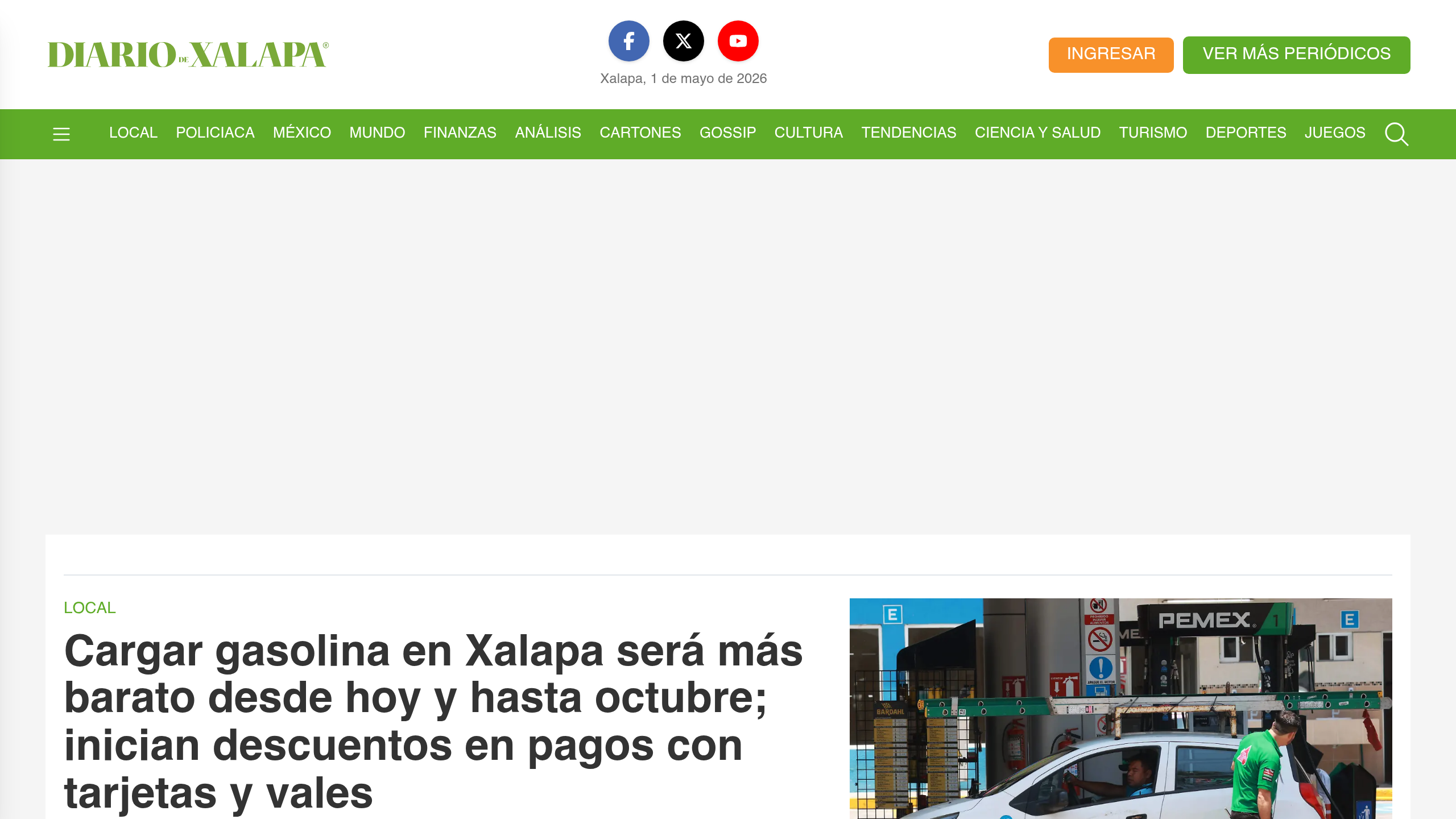 Captura de pantalla de Diario de Xalapa