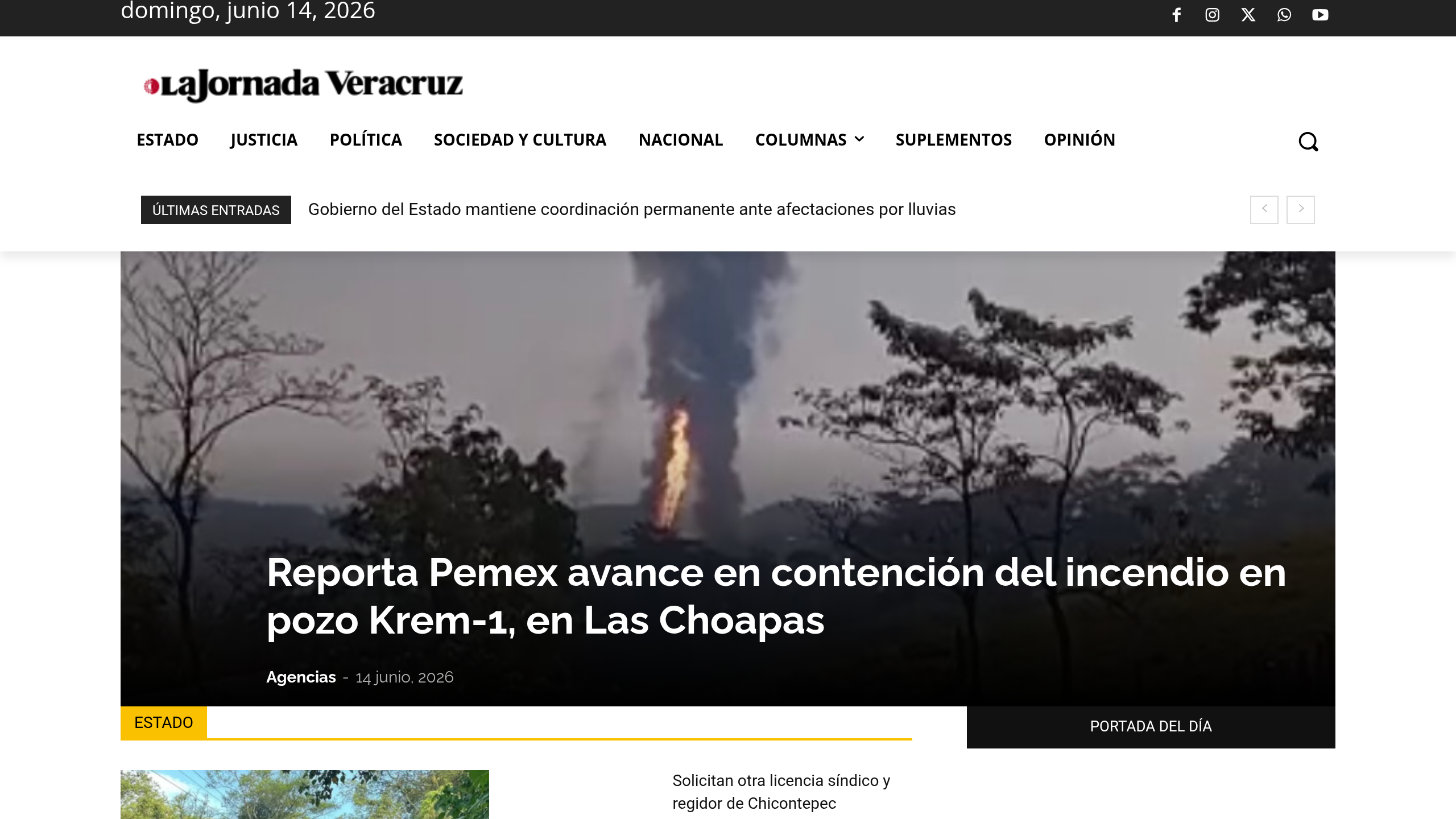 Captura de pantalla de La Jornada Veracruz