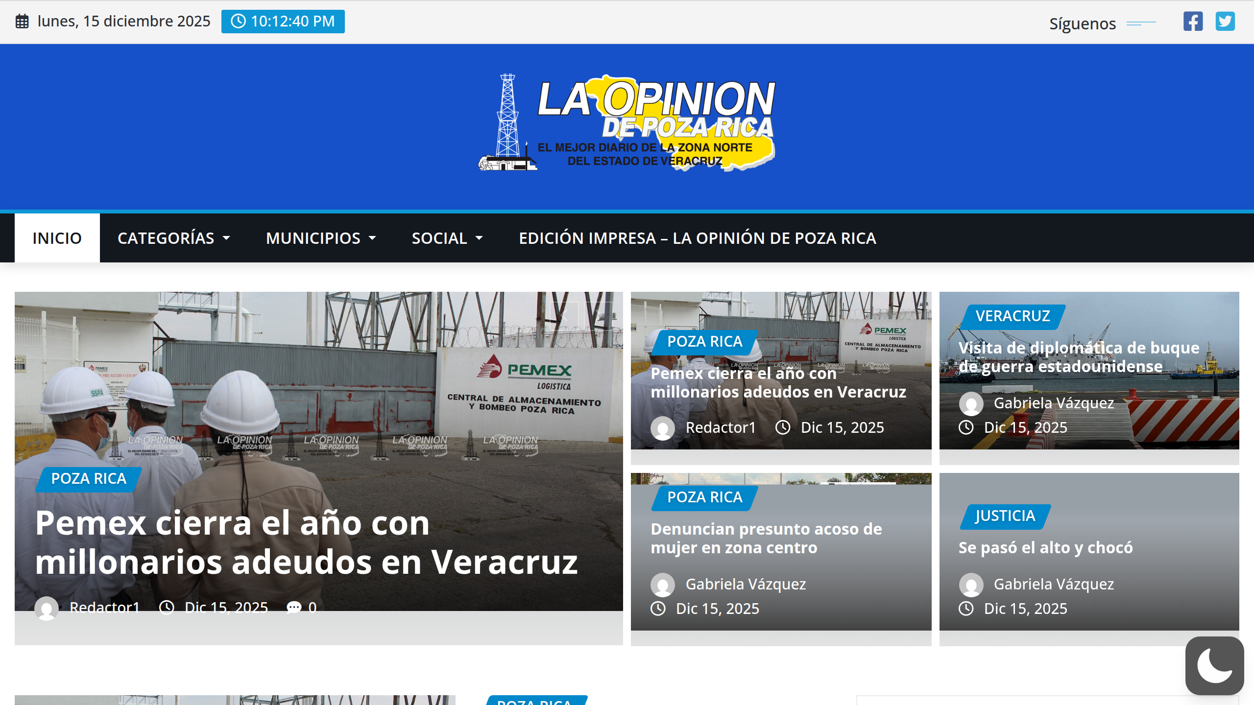 Captura de pantalla de La Opinión de Poza Rica