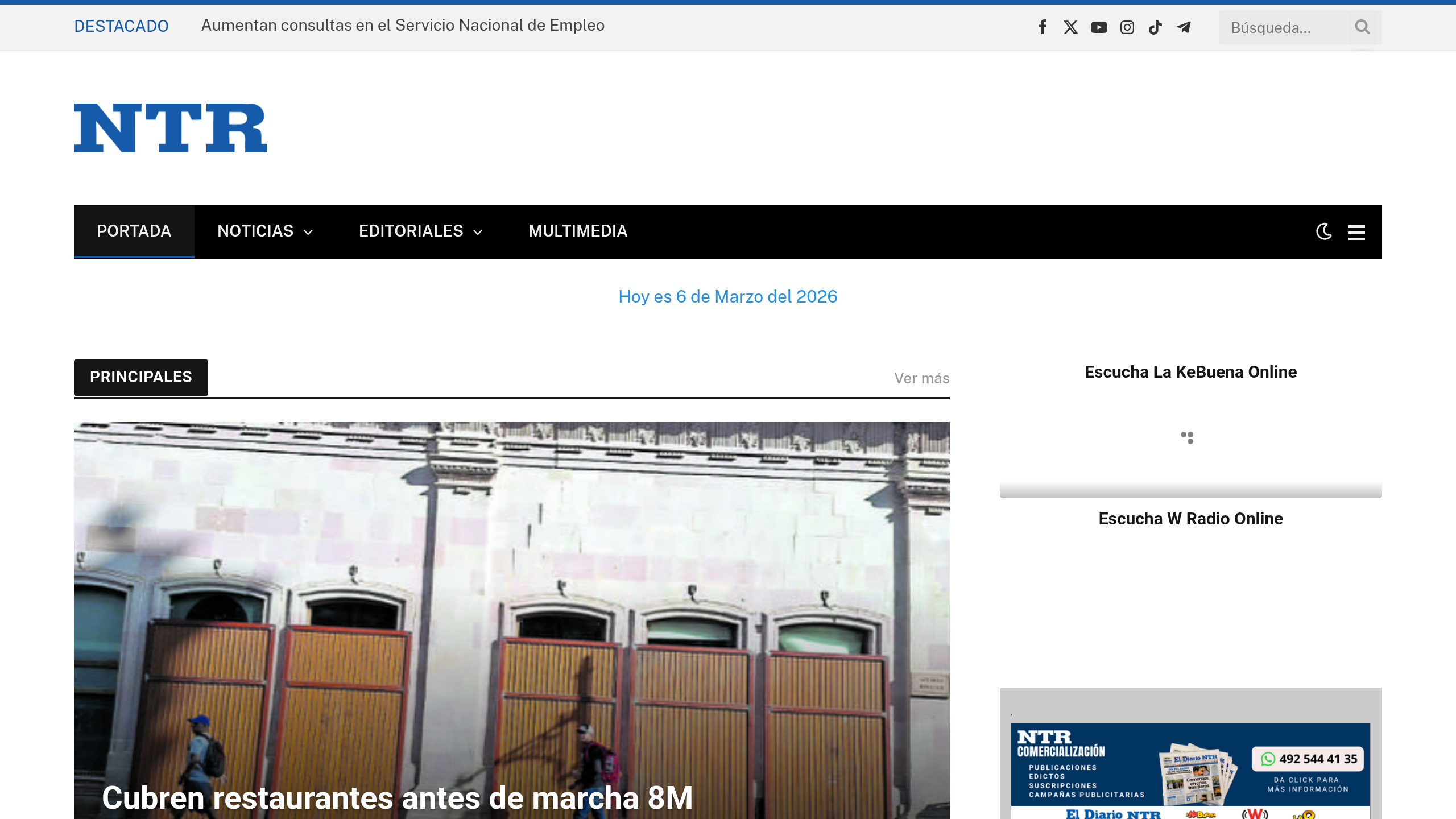 Captura de pantalla de NTR Zacatecas