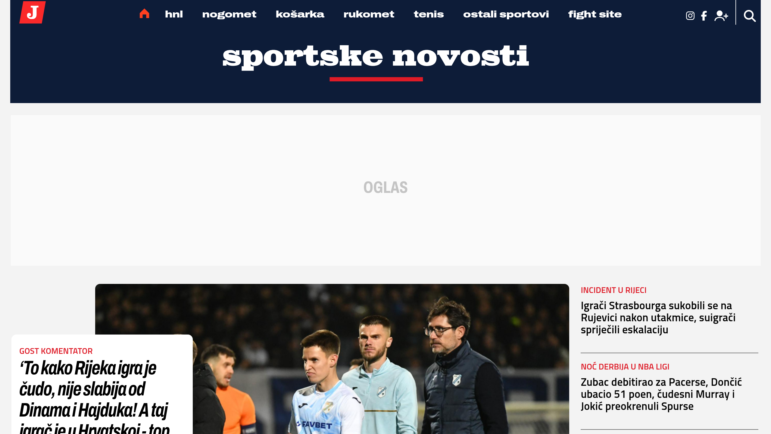 Captura de pantalla de Sportske Novosti
