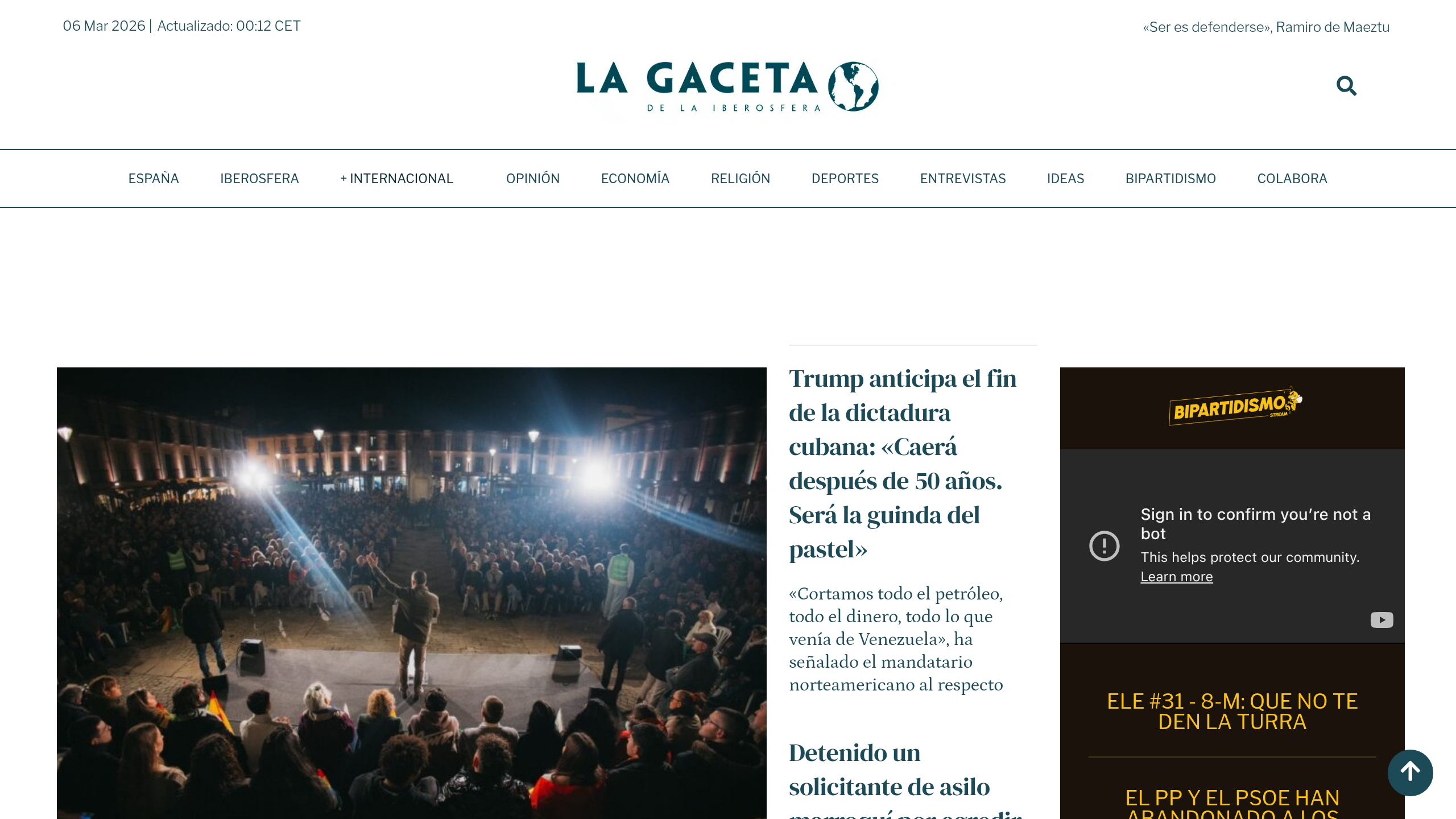 Captura de pantalla de Gaceta