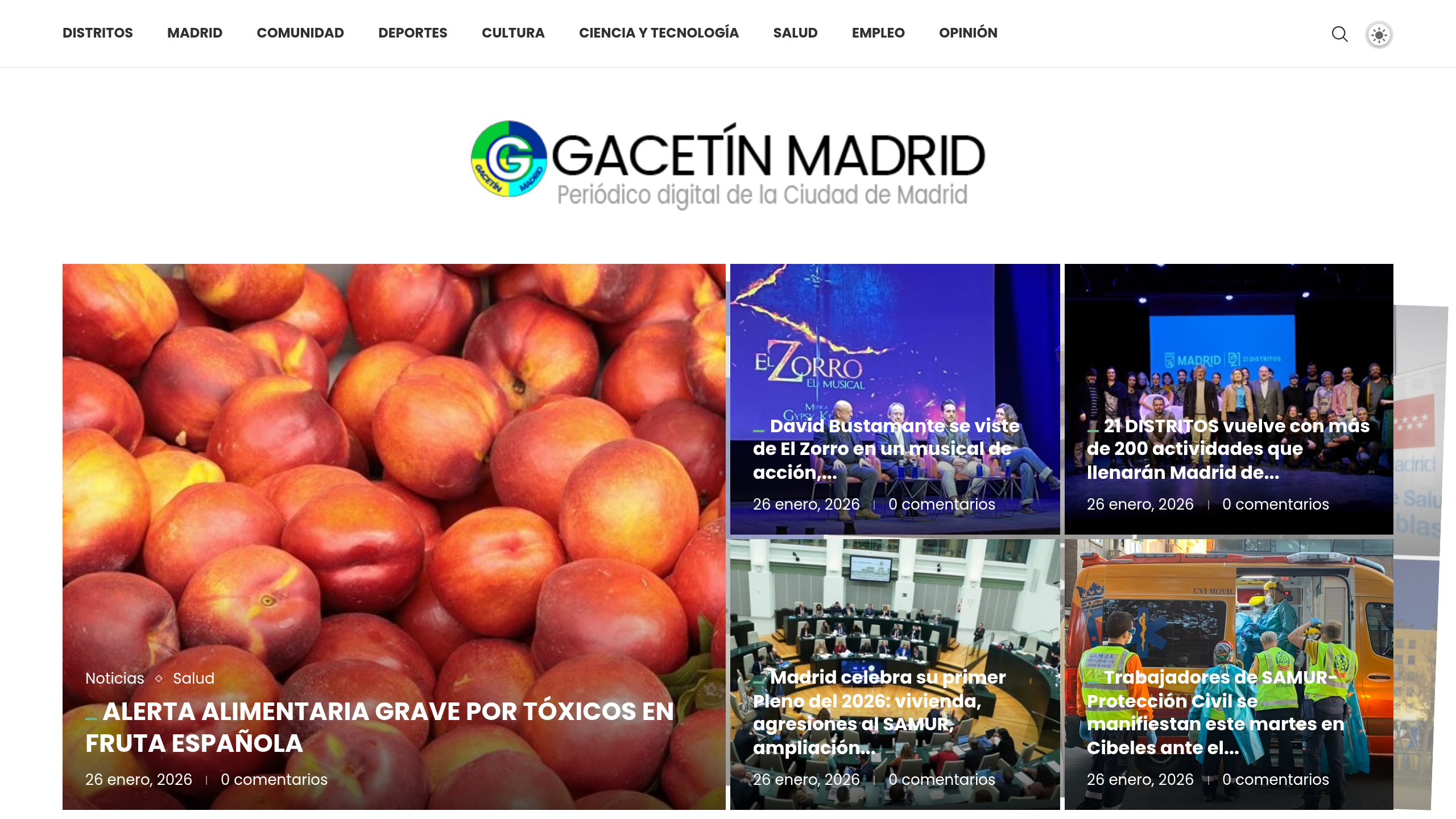 Captura de pantalla de Gacetín Madrid