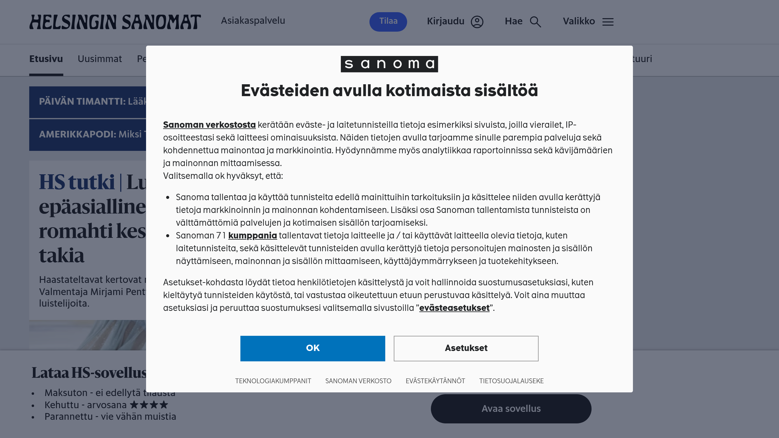 Captura de pantalla de Helsingin Sanomat