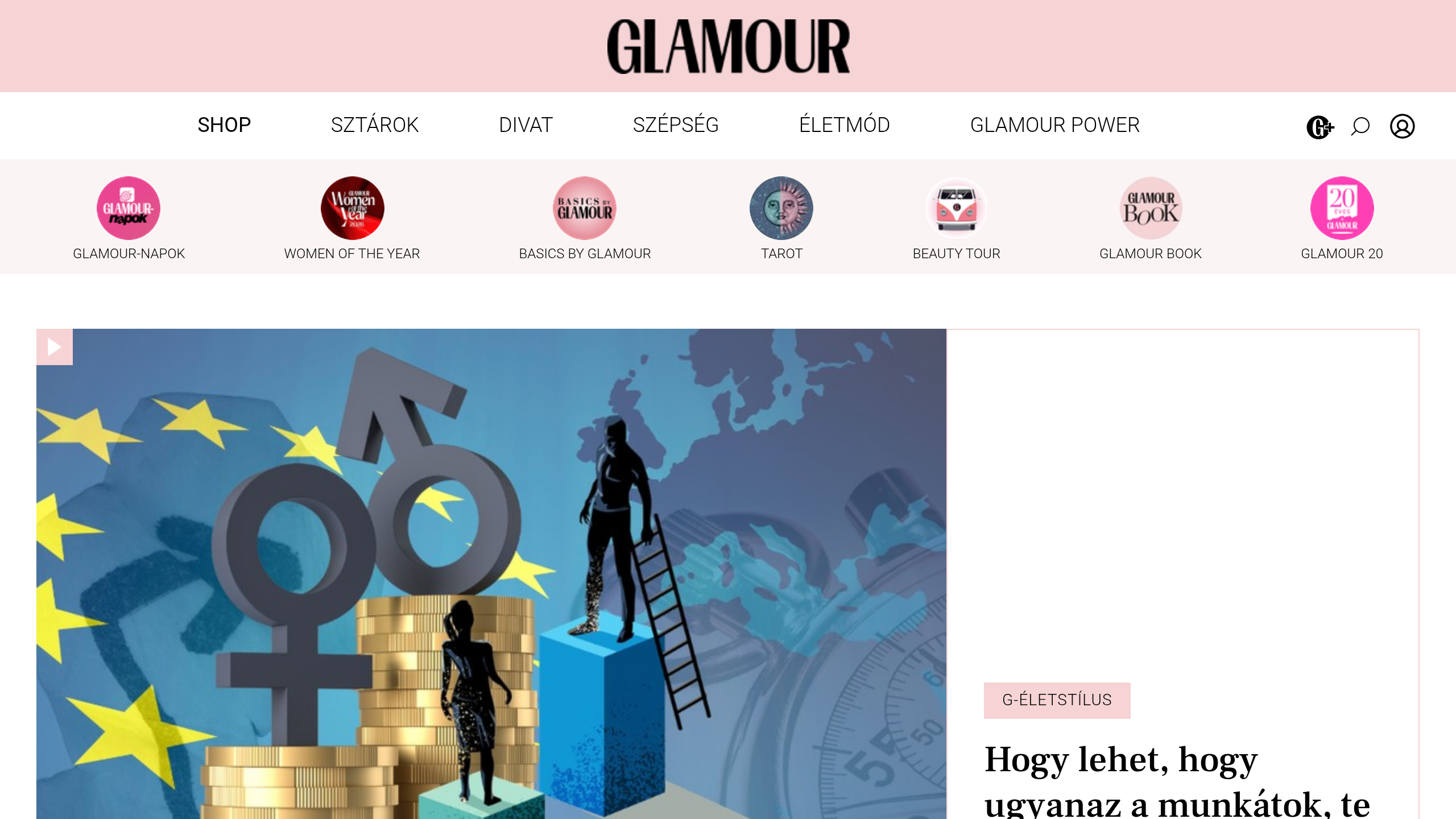 Captura de pantalla de Glamour.hu