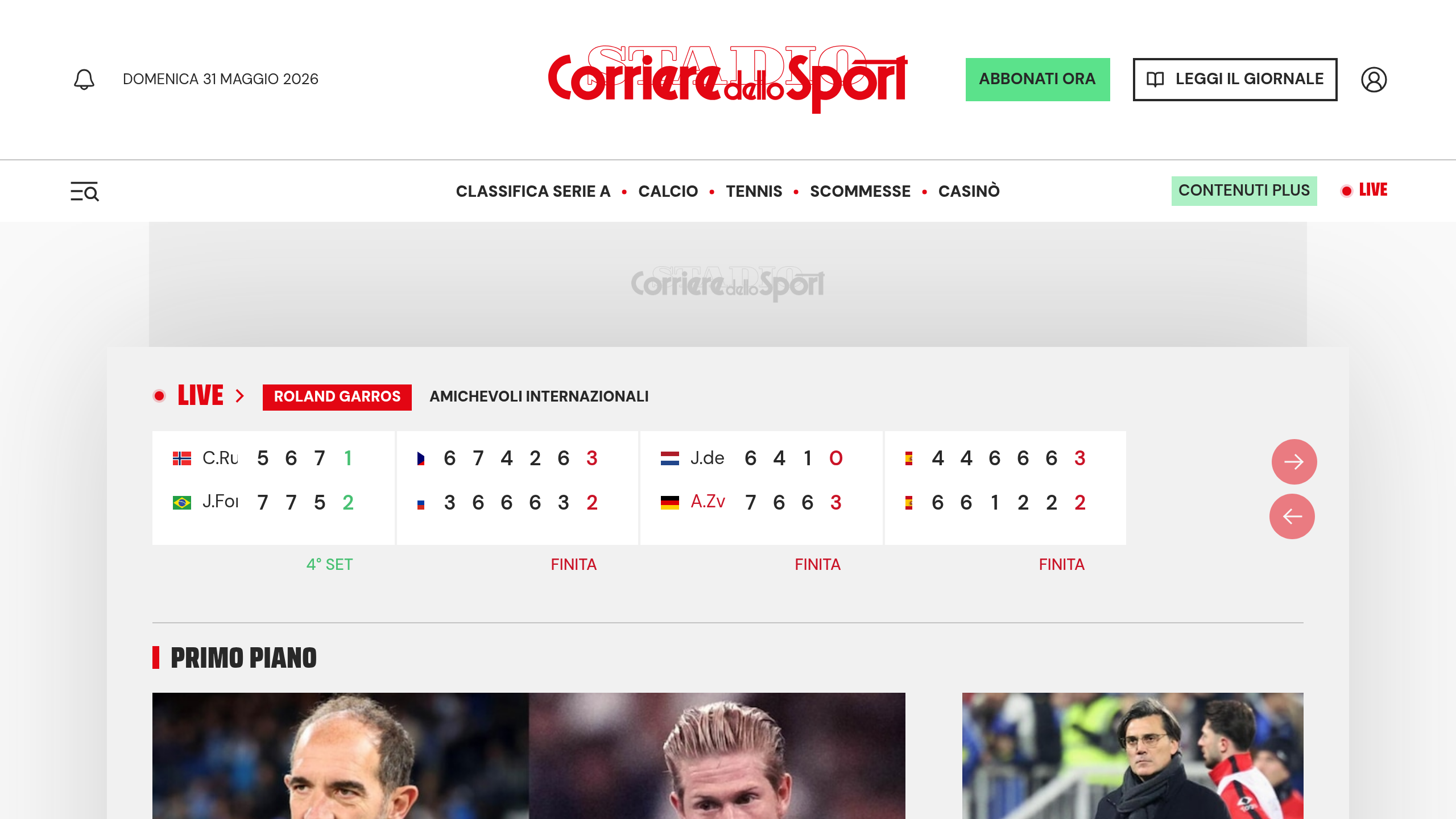Captura de pantalla de Corriere dello Sport