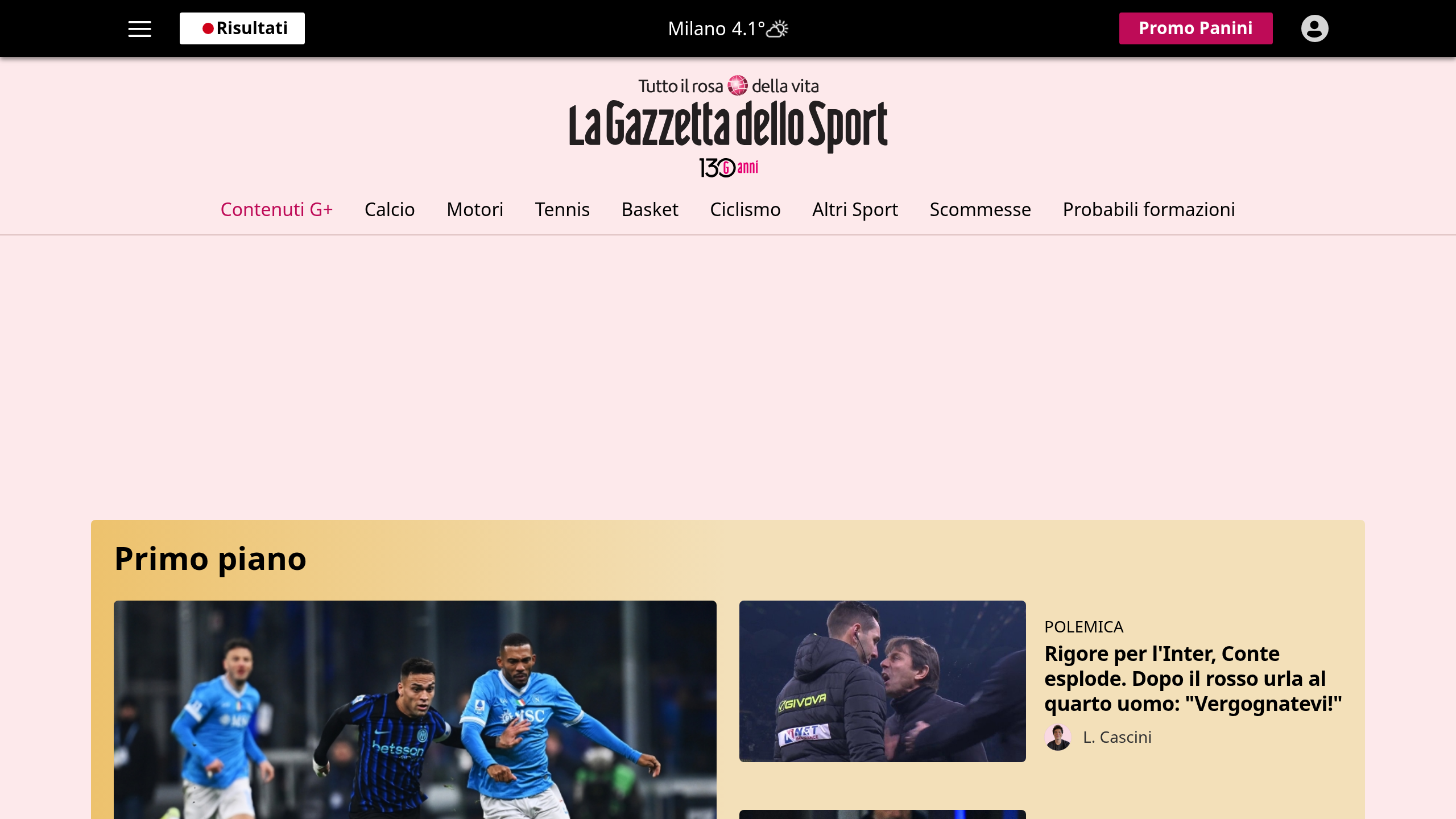 Captura de pantalla de La Gazzeta dello Sport