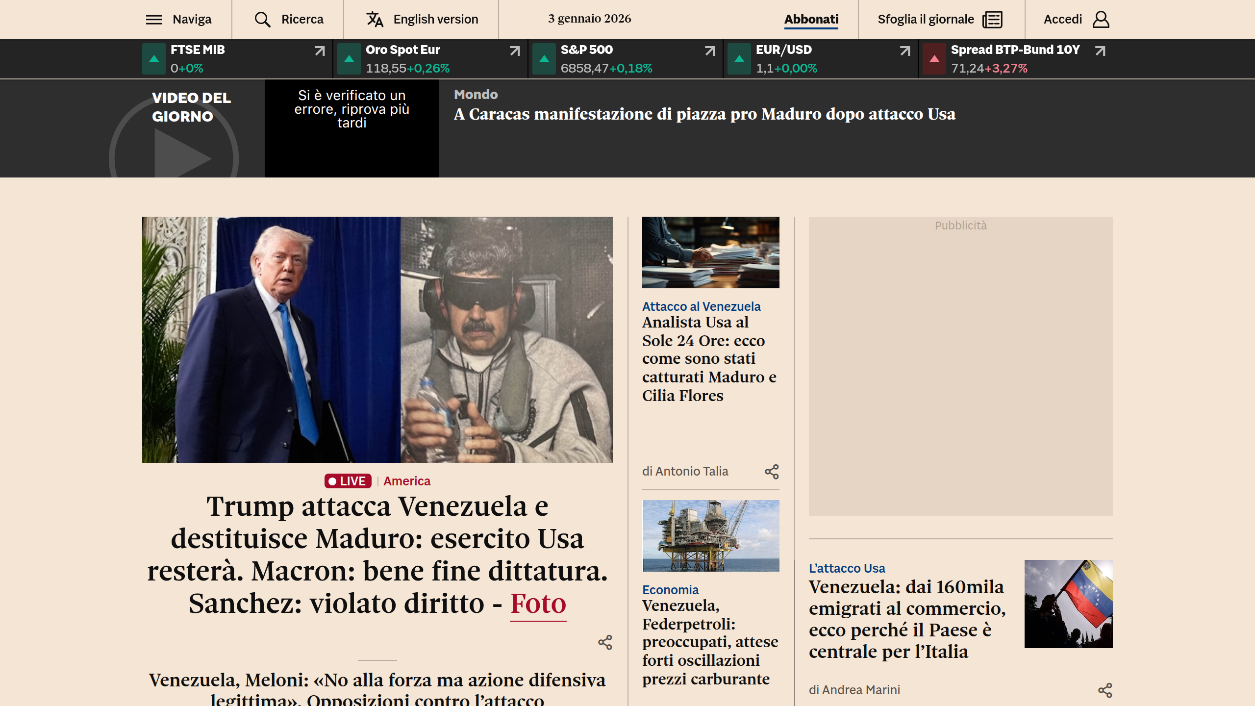 Captura de pantalla de Il Sole 24 Ore