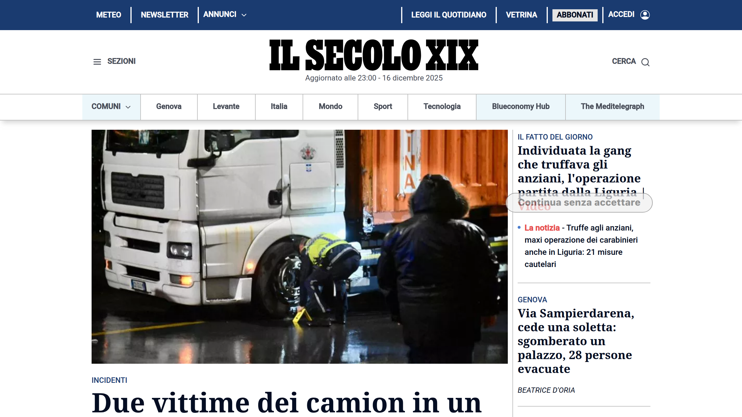 Captura de pantalla de Il Secolo XIX