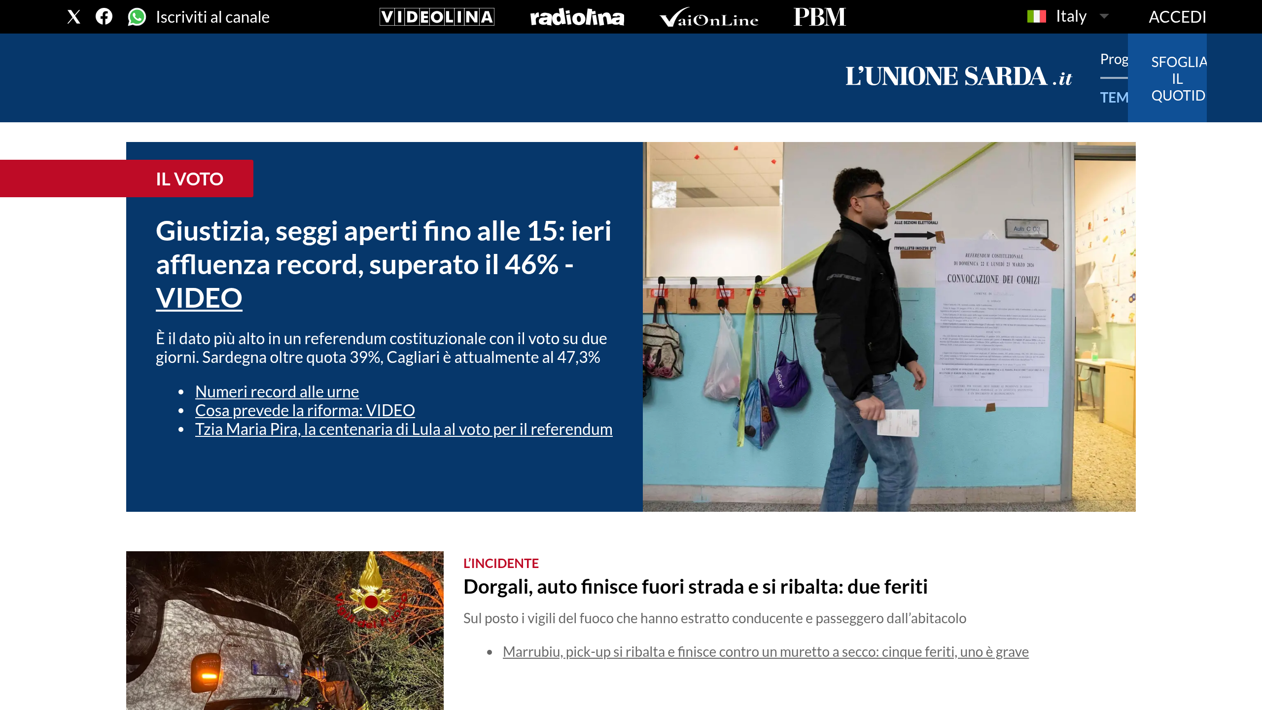 Captura de pantalla de L’Unione Sarda