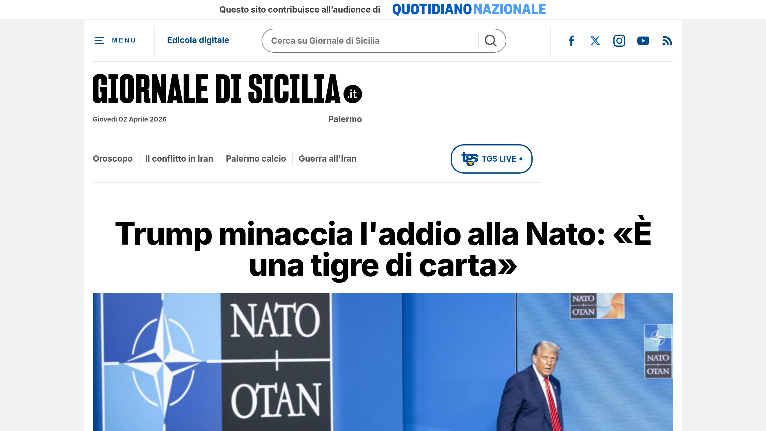 Captura de pantalla de Giornale di Sicilia