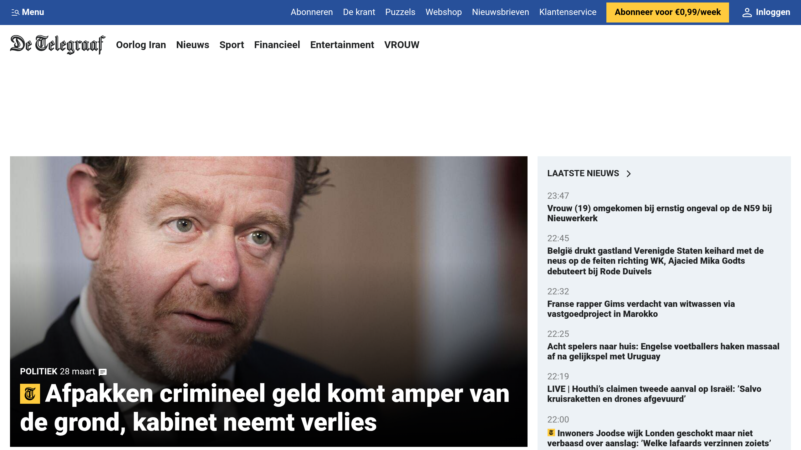 Captura de pantalla de De Telegraaf