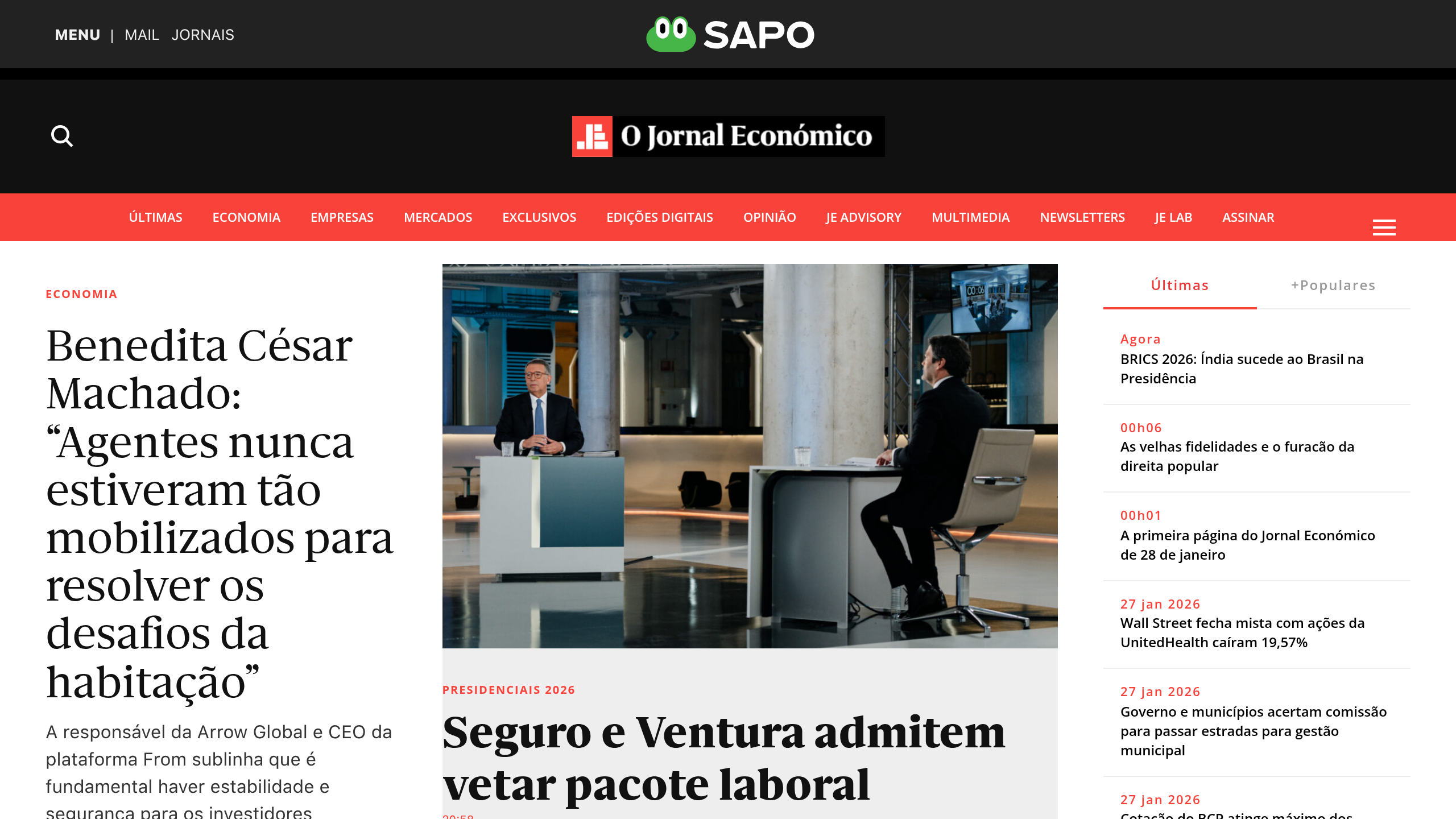 Captura de pantalla de O Jornal Económico