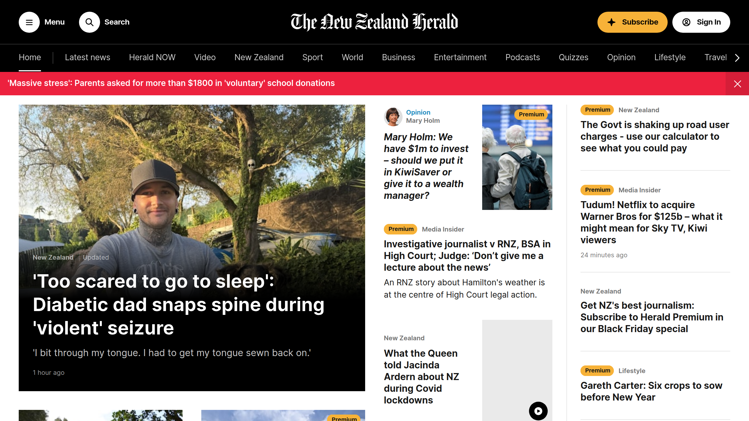 Captura de pantalla de The New Zealand Herald
