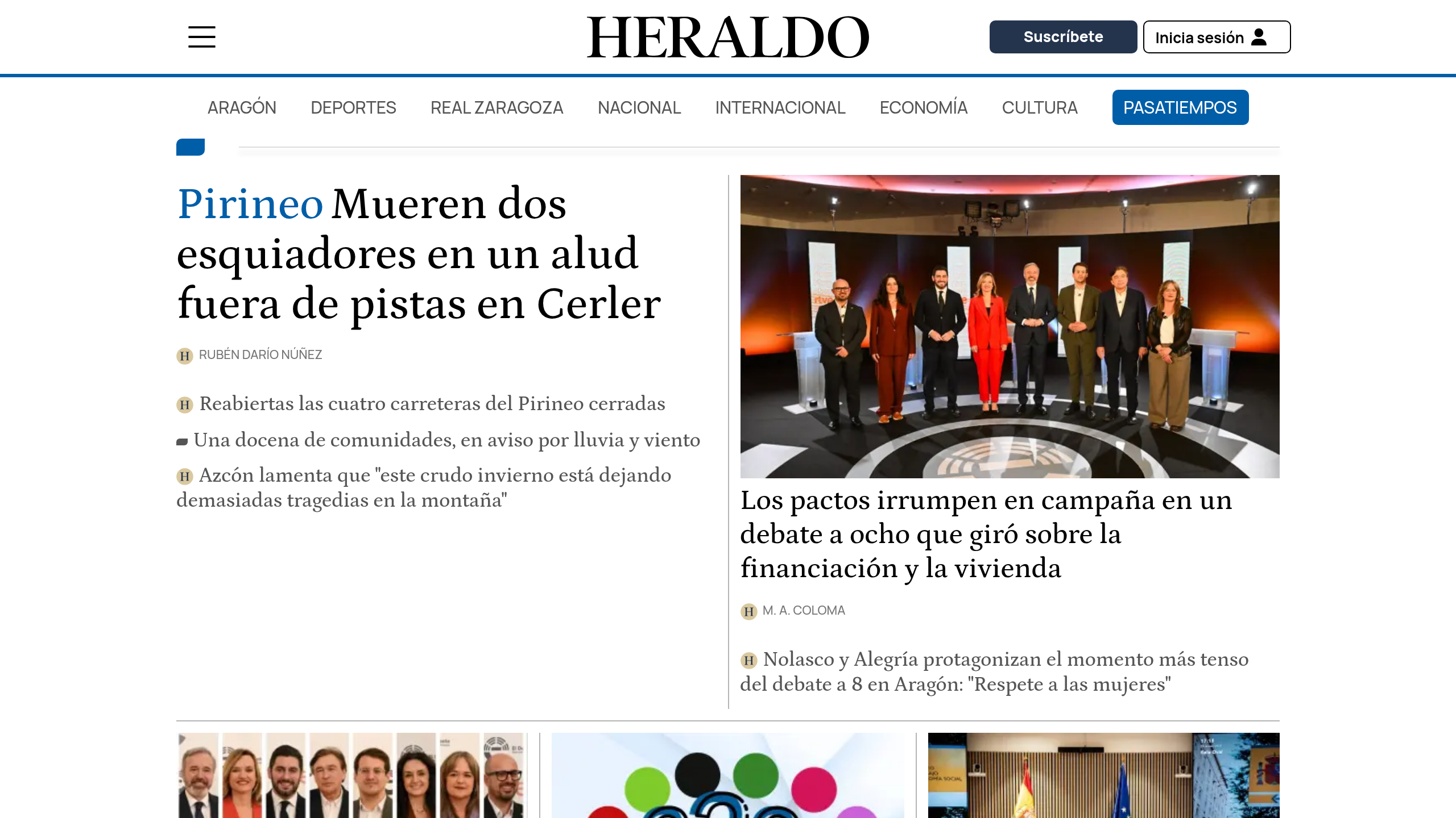 Captura de pantalla de Heraldo de Aragón
