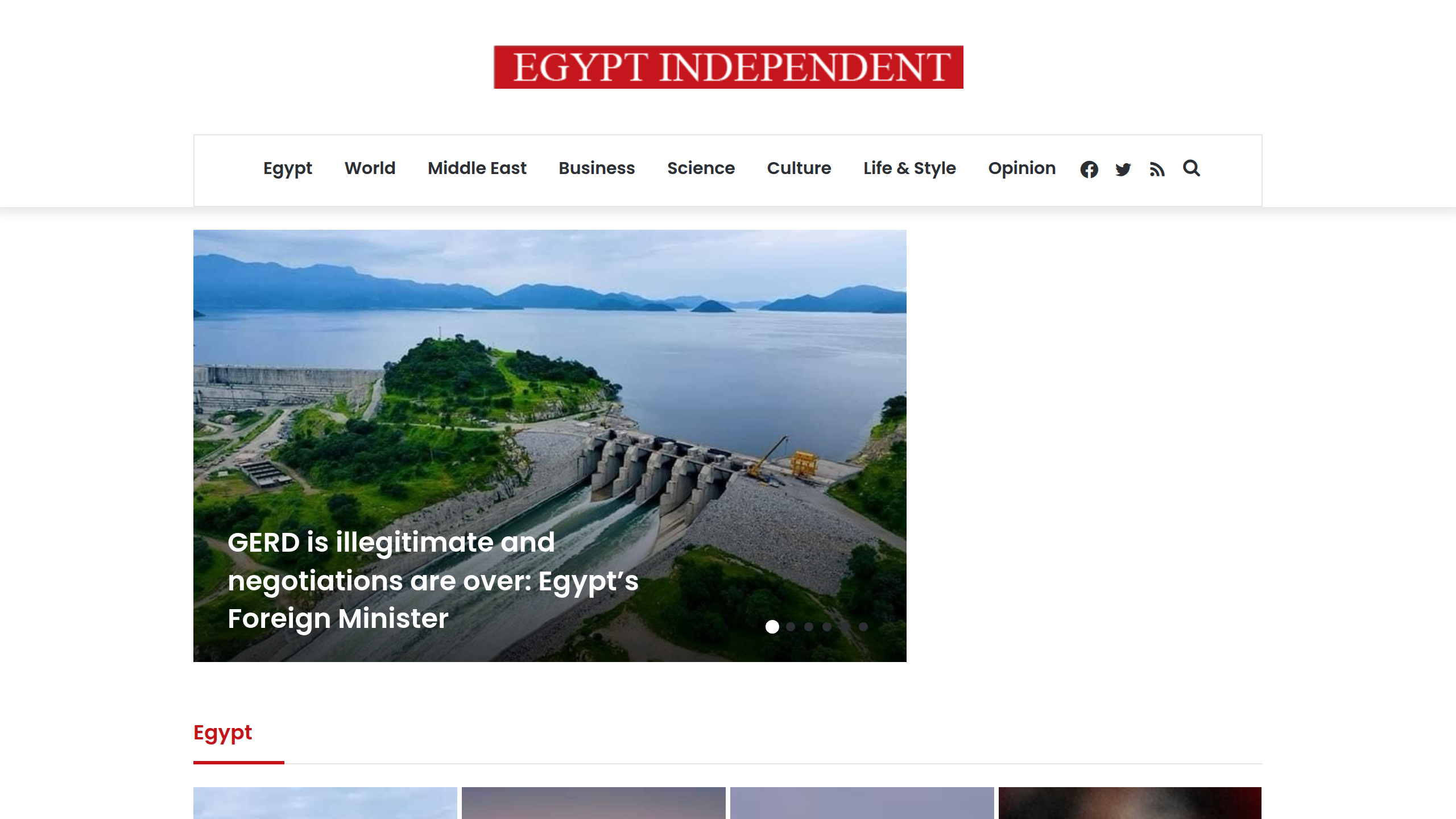 Captura de pantalla de Egypt Independent