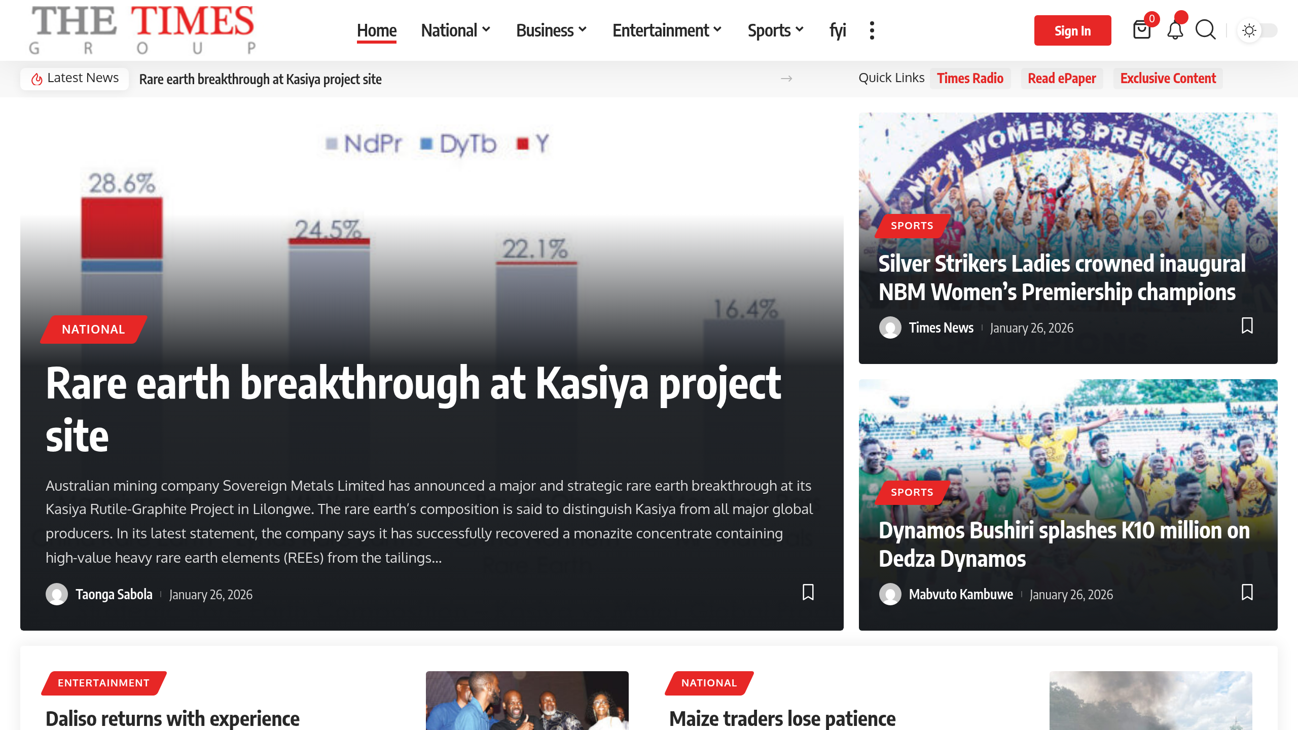 Captura de pantalla de The Daily Times