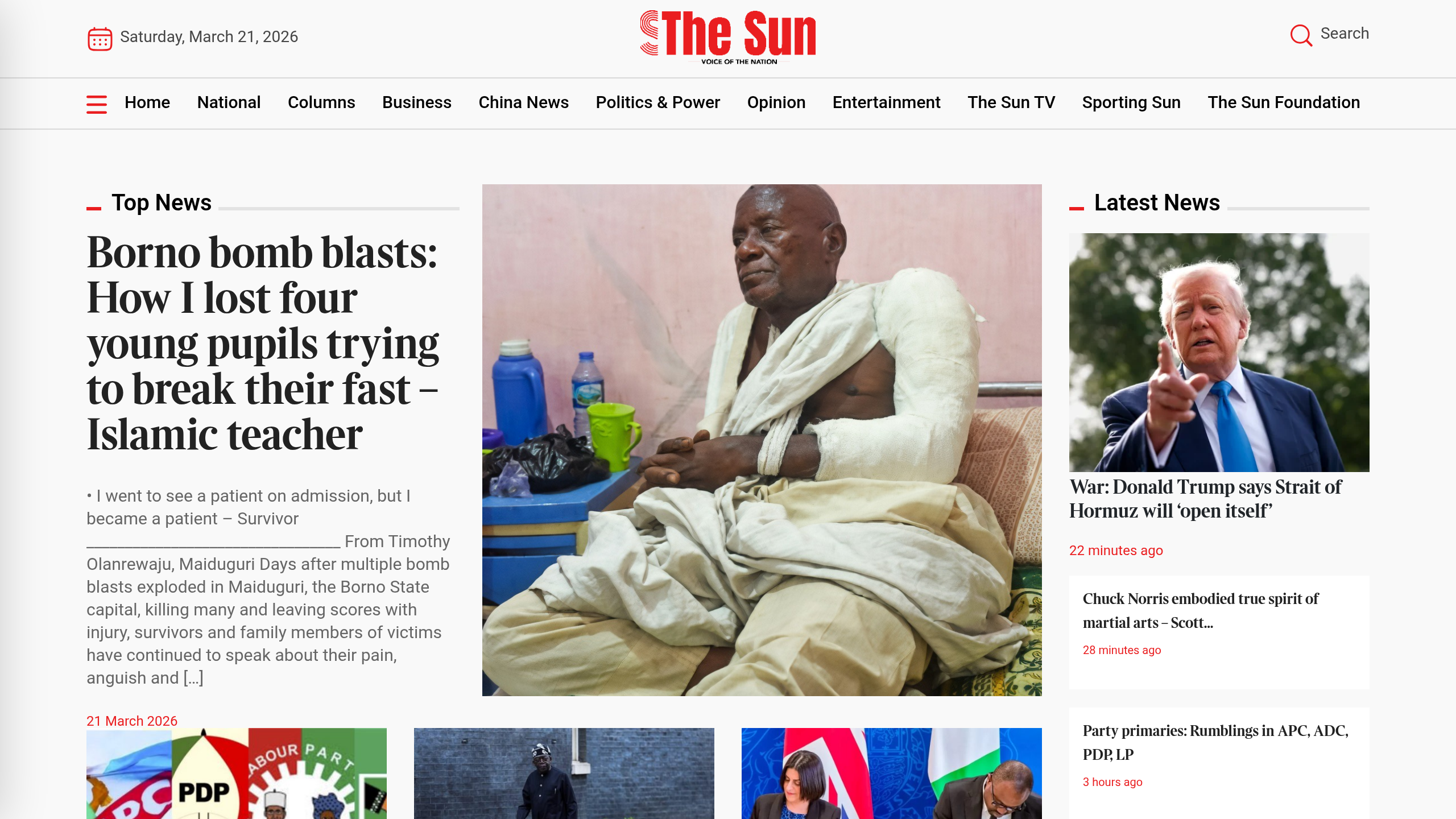 Captura de pantalla de The Sun Nigeria