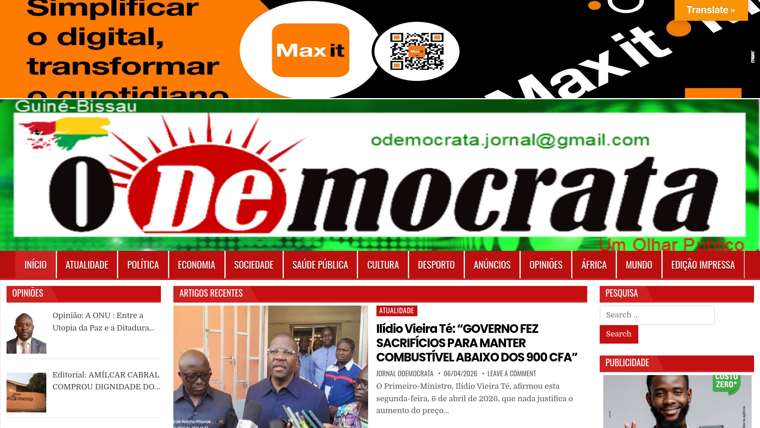 Captura de pantalla de O Democrata