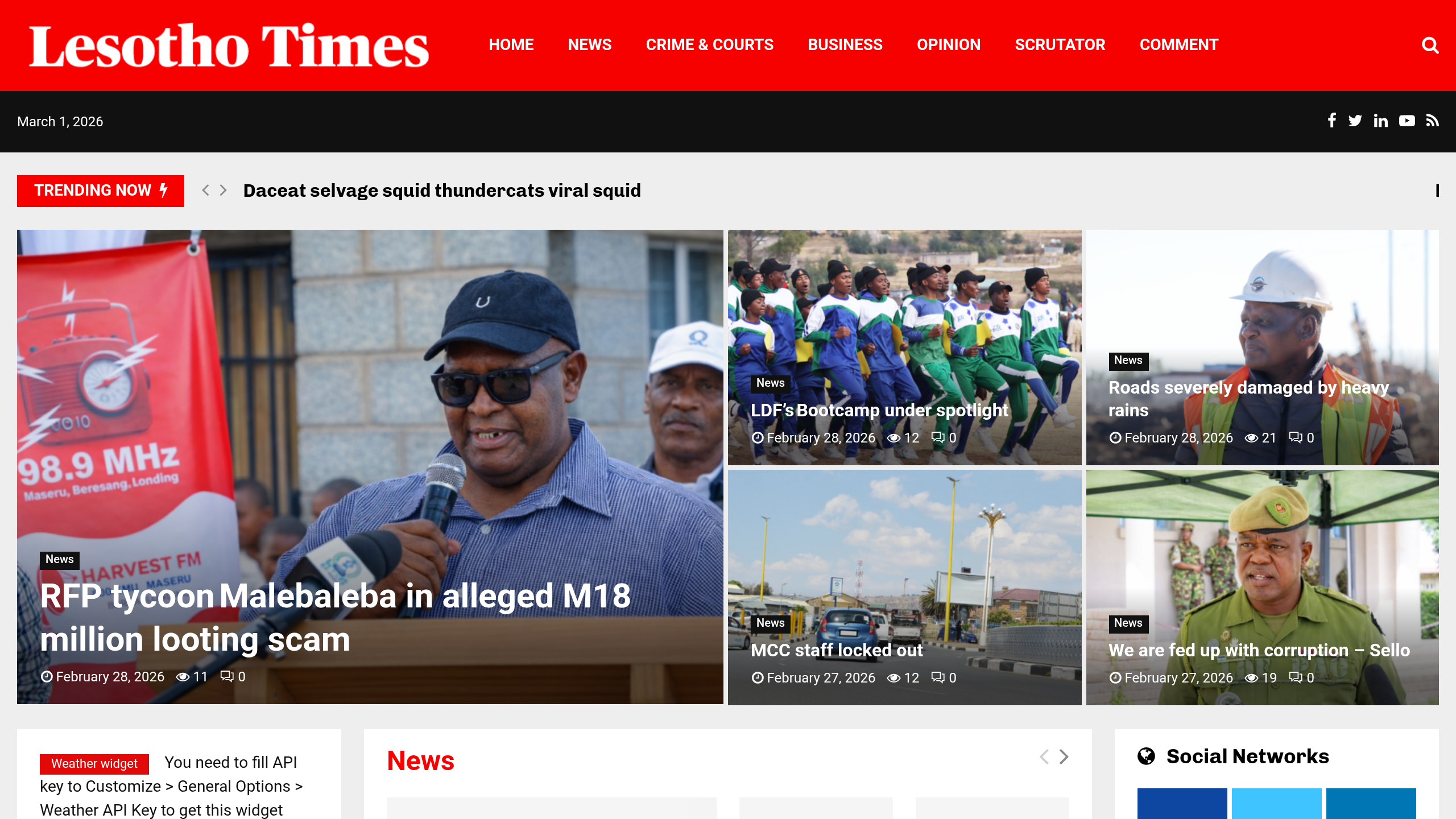 Captura de pantalla de Lesotho Times