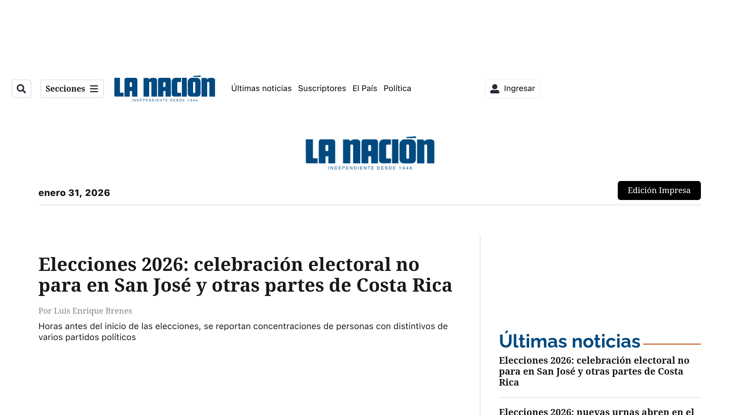 Captura de pantalla de La Nación