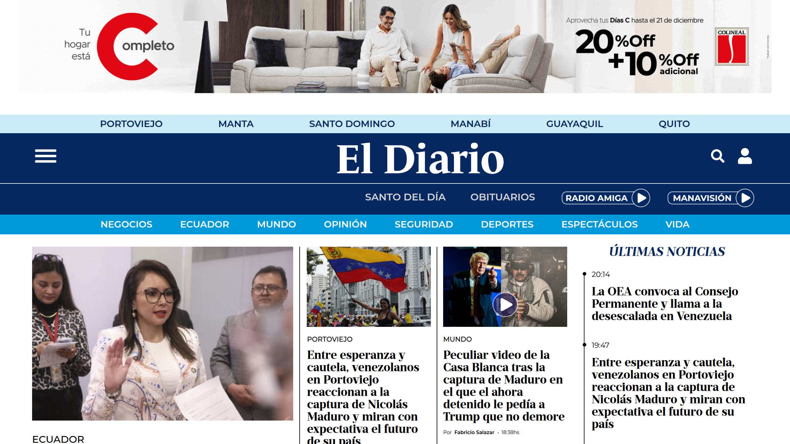 Captura de pantalla de El Diario