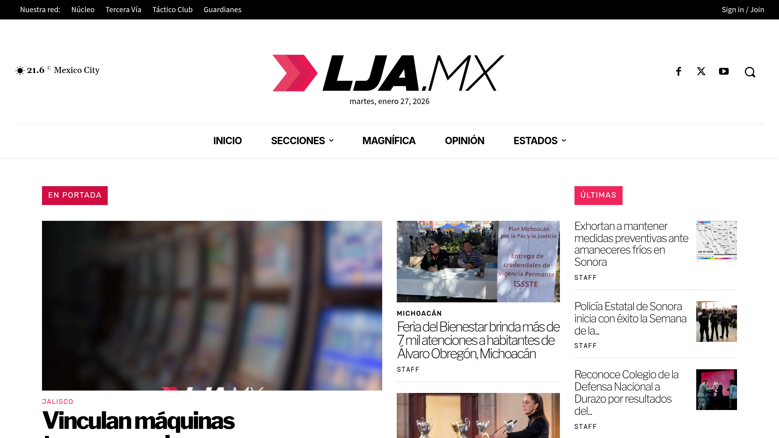 Captura de pantalla de La Jornada Aguascalientes