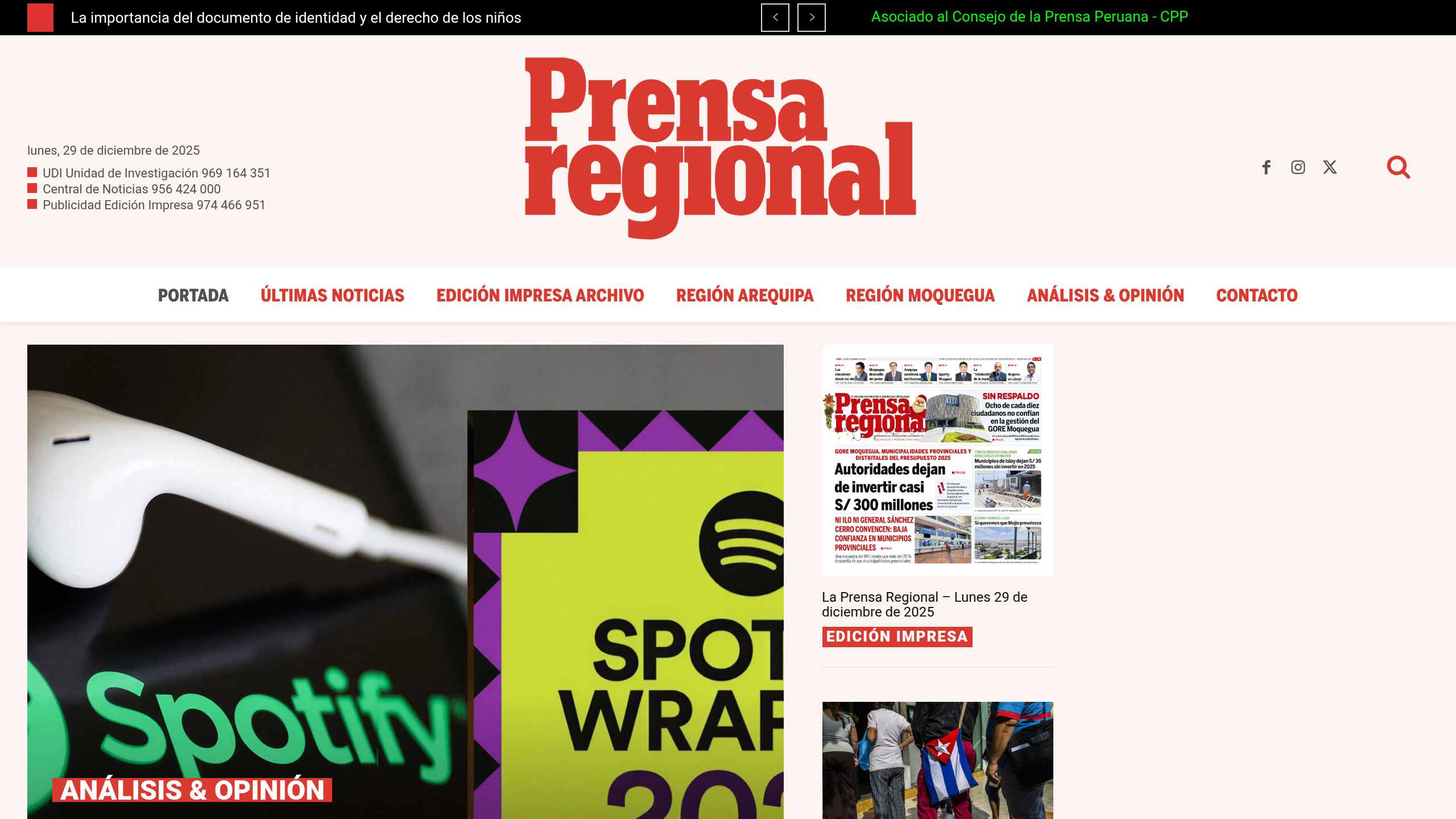 Captura de pantalla de Prensa Regional