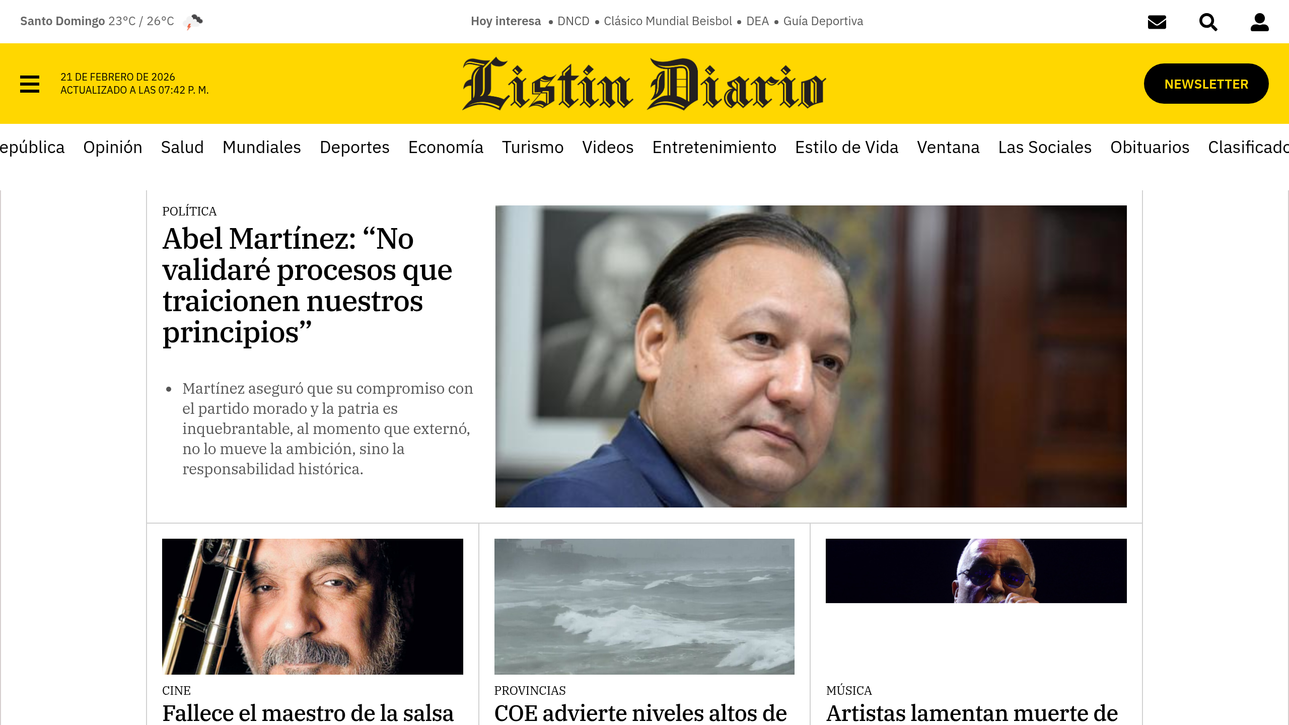 Captura de pantalla de Listín Diario