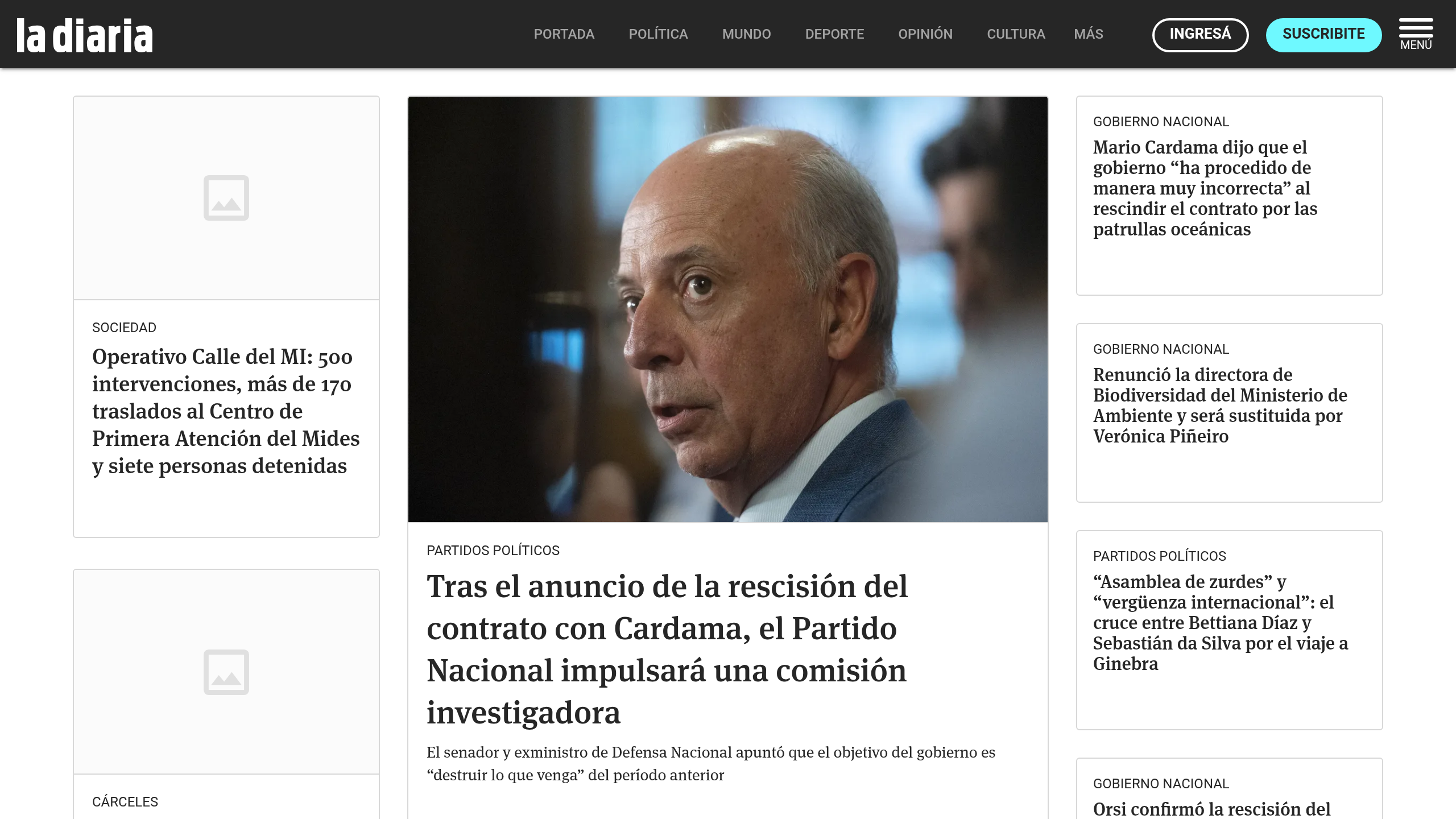 Captura de pantalla de La Diaria