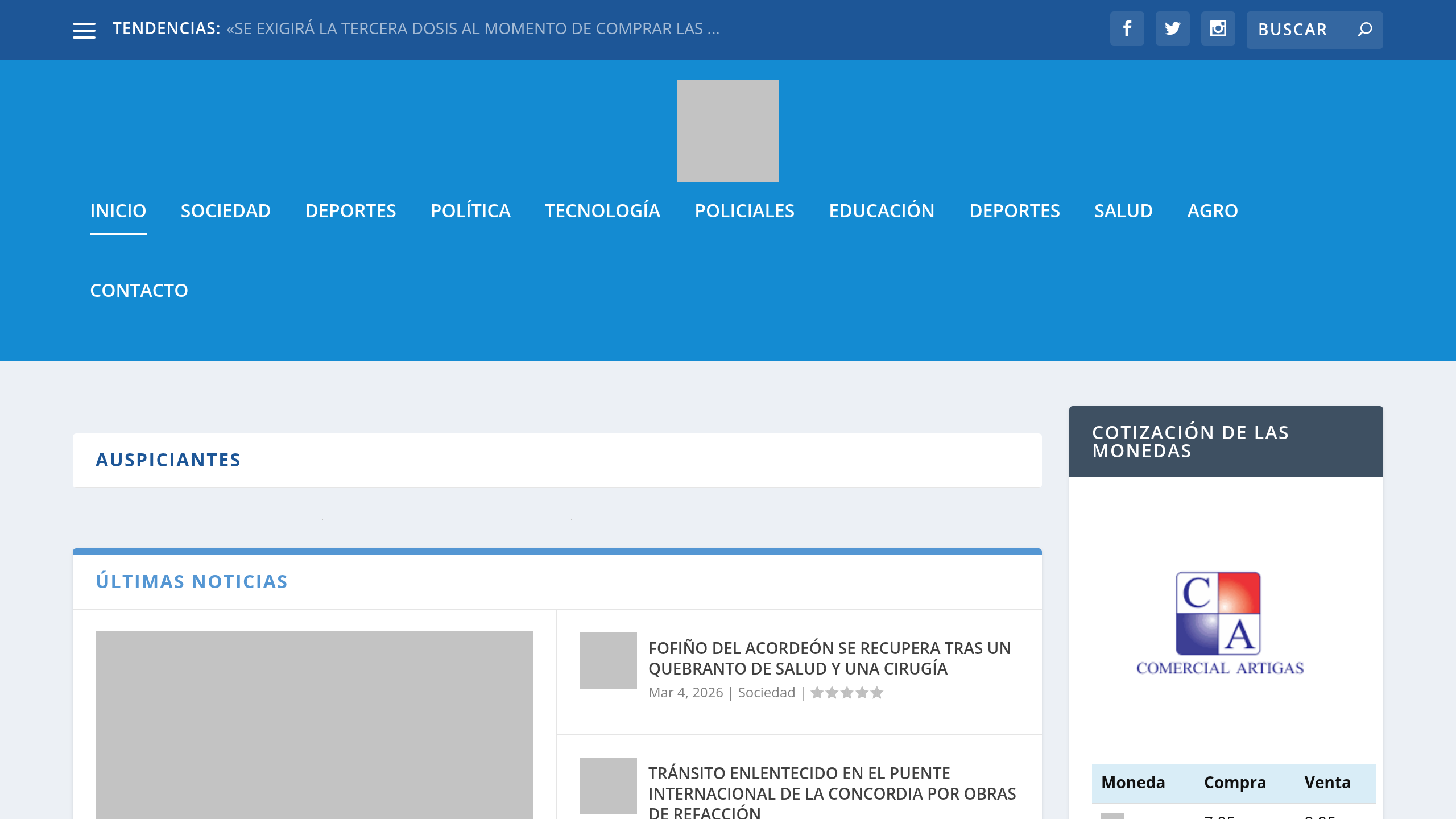 Captura de pantalla de Artigas Noticias