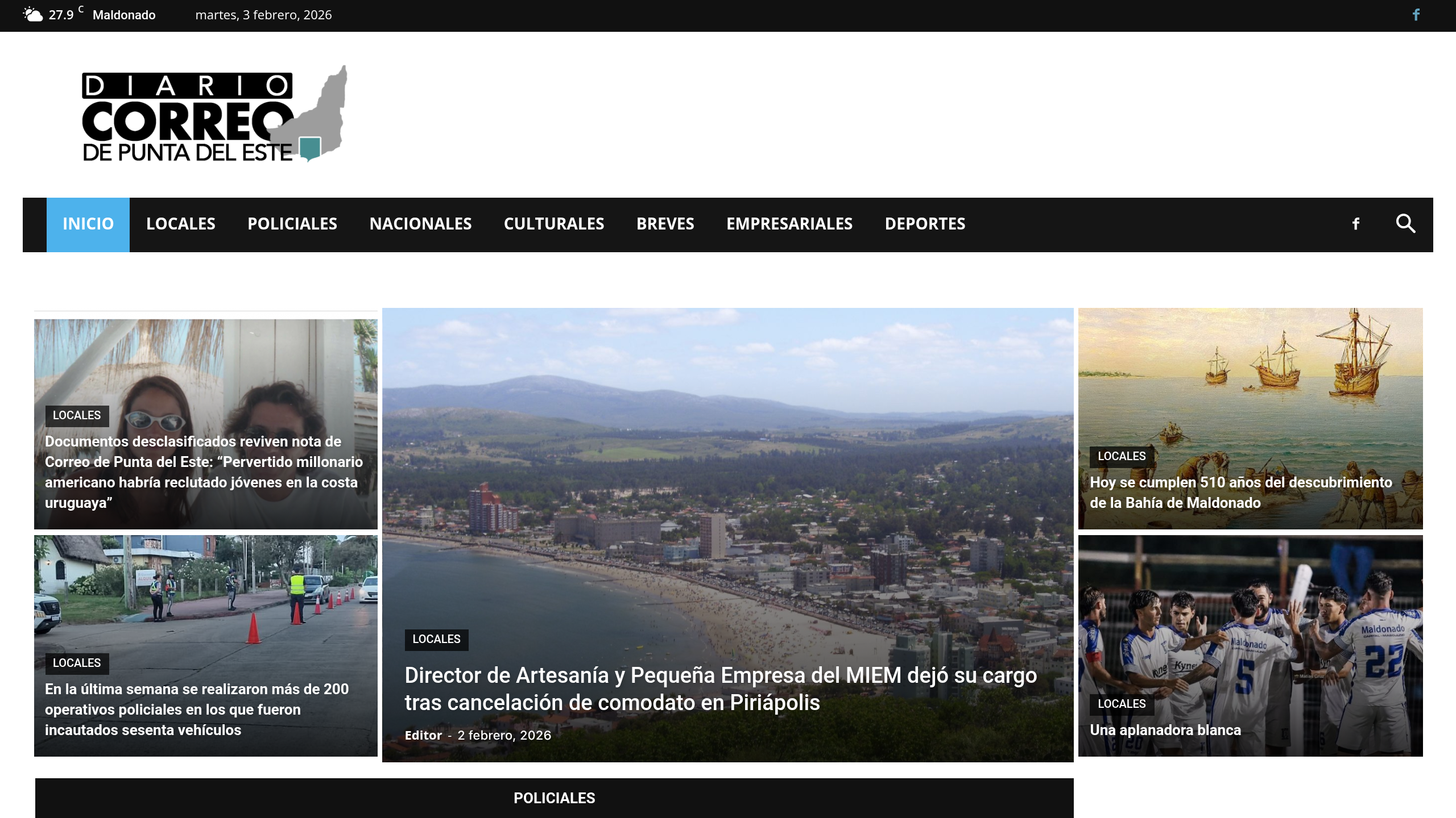 Captura de pantalla de Diario Correo Punta del Este